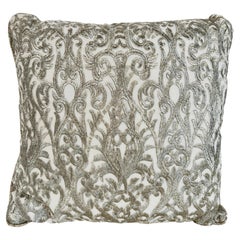 Turkish Ottoman Revival Decorative Pillow with Silver Embroidery, 1990