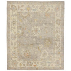 Turkish Oushak Area Rug with Neutral, Warm Colors