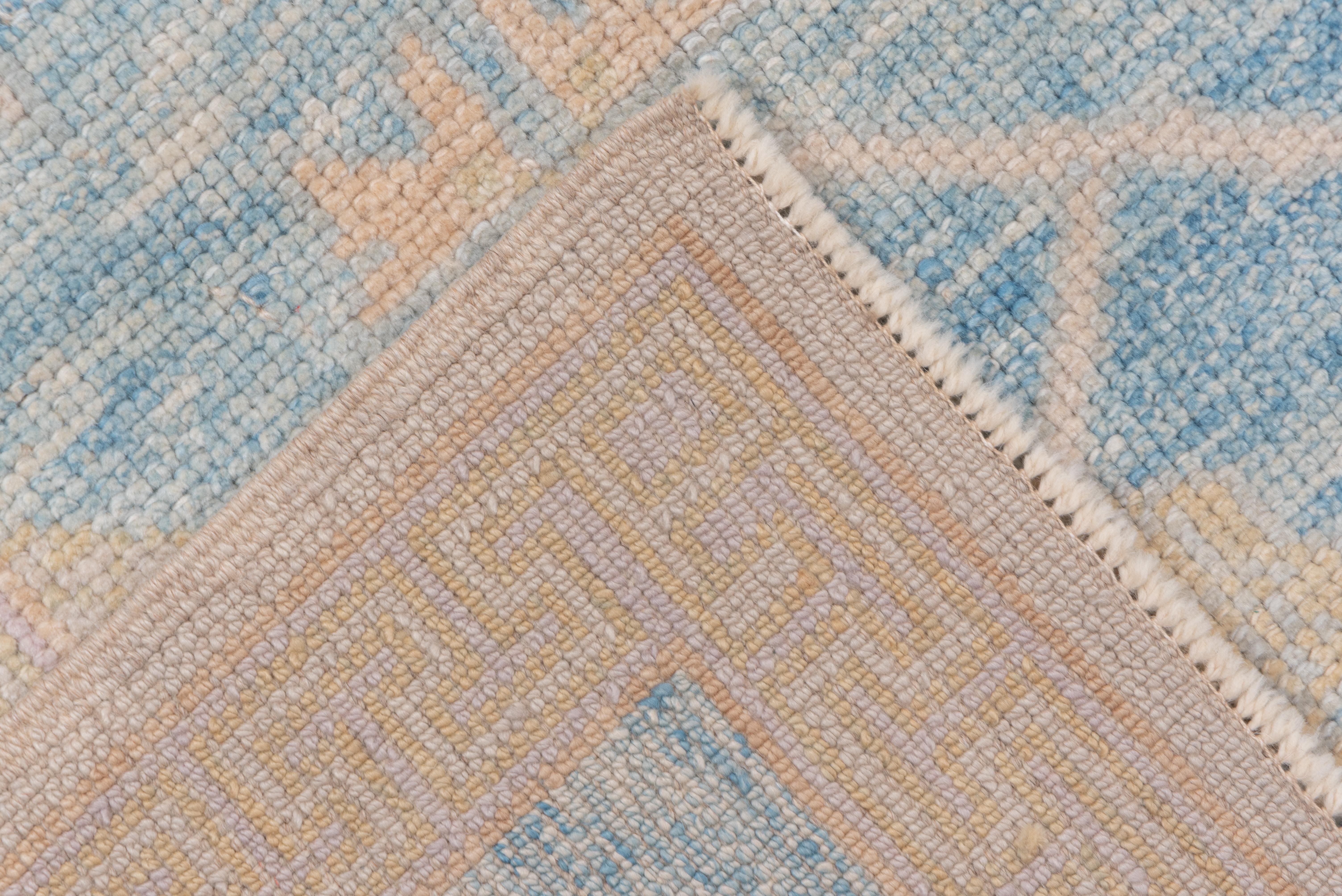 20th Century Turkish Oushak Carpet, Light Blue Field with Allover Design For Sale