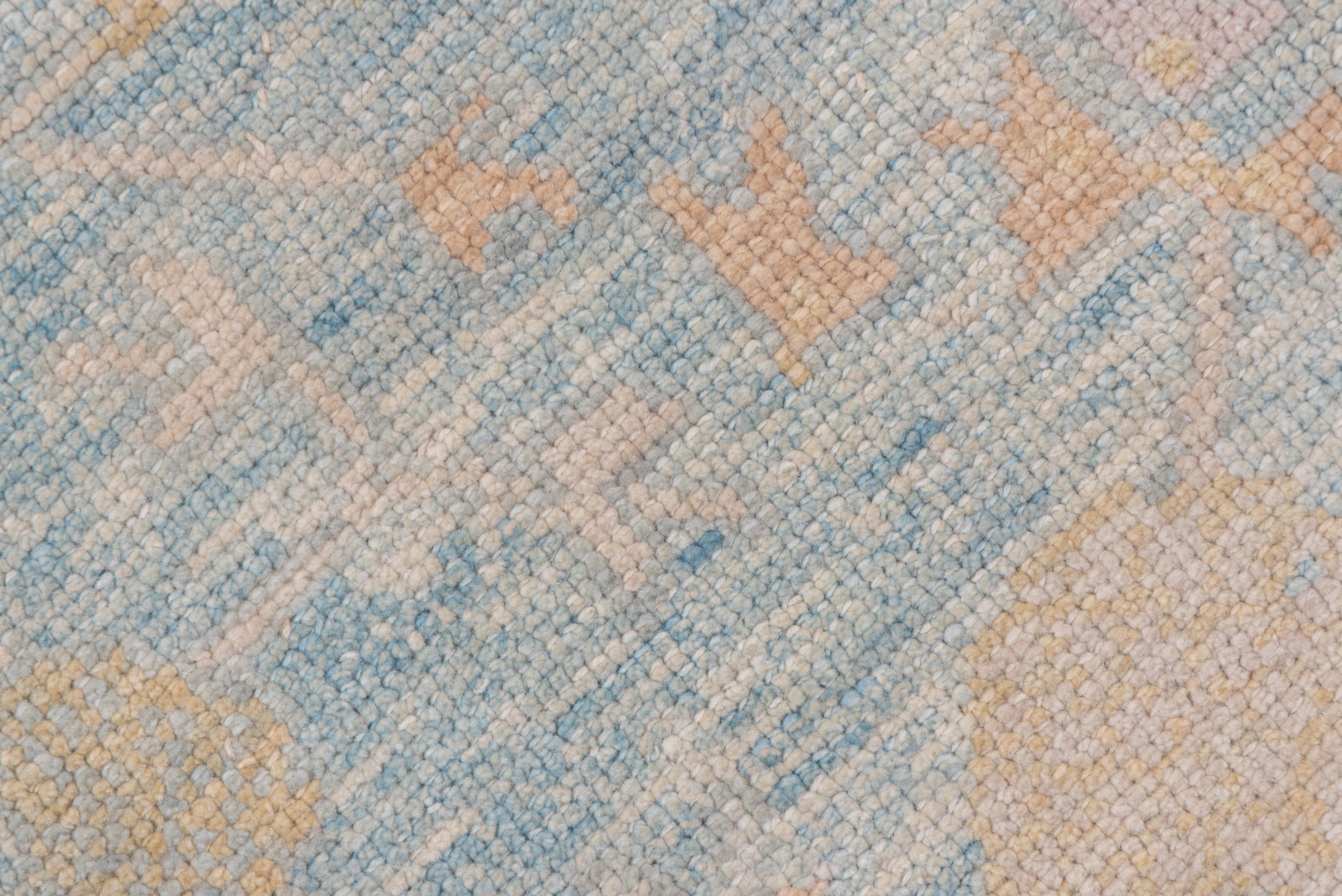 Turkish Oushak Carpet, Light Blue Field with Allover Design For Sale 1