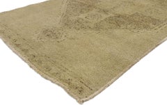 1960's Neutral Earth-Tone Turkish Oushak Carpet with Traditional Style