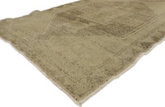 1960's Neutral Earth-Tone Turkish Oushak Carpet with Traditional Style