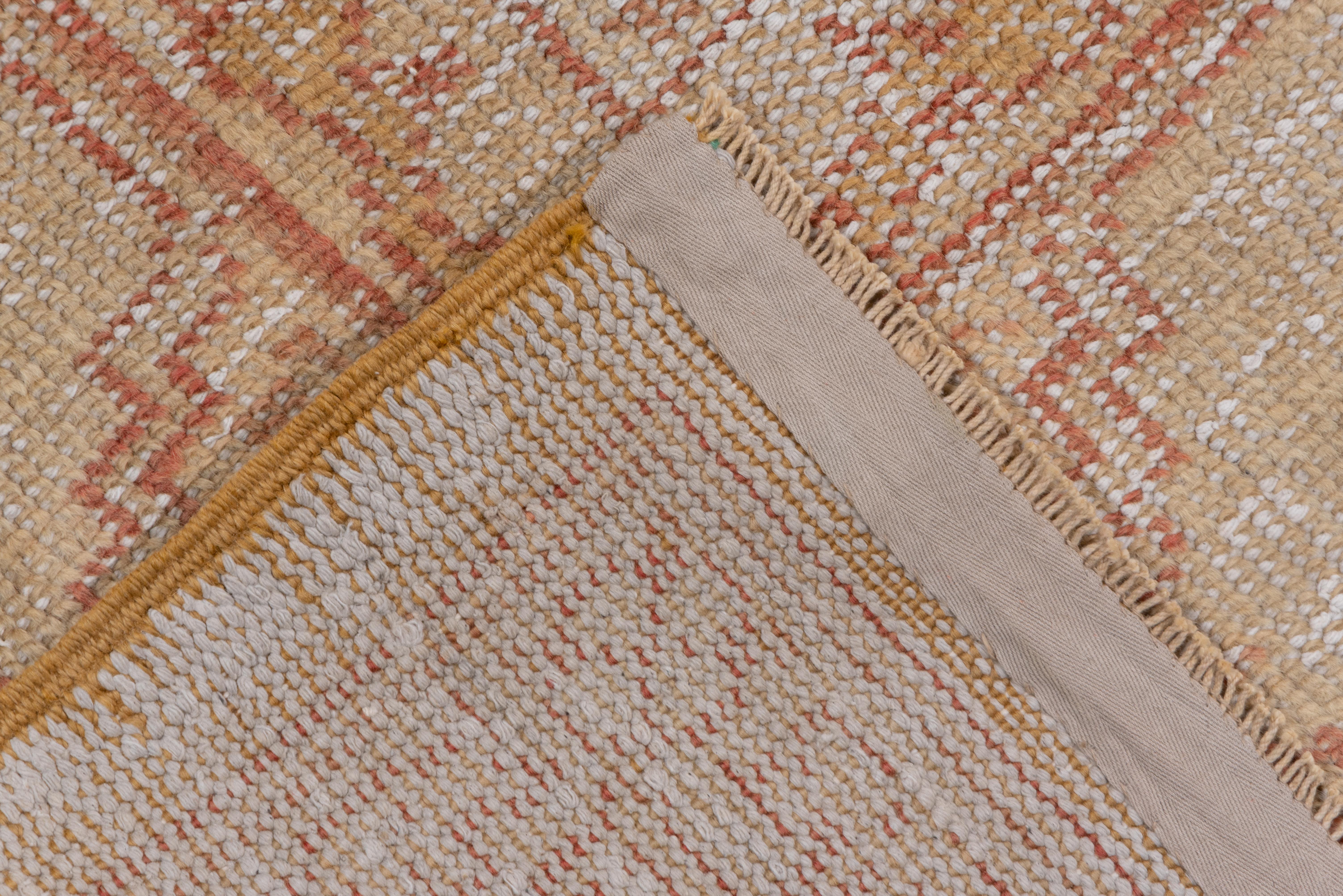 Wool Turkish Oushak Carpet, Yellow Field, Lightly Distressed