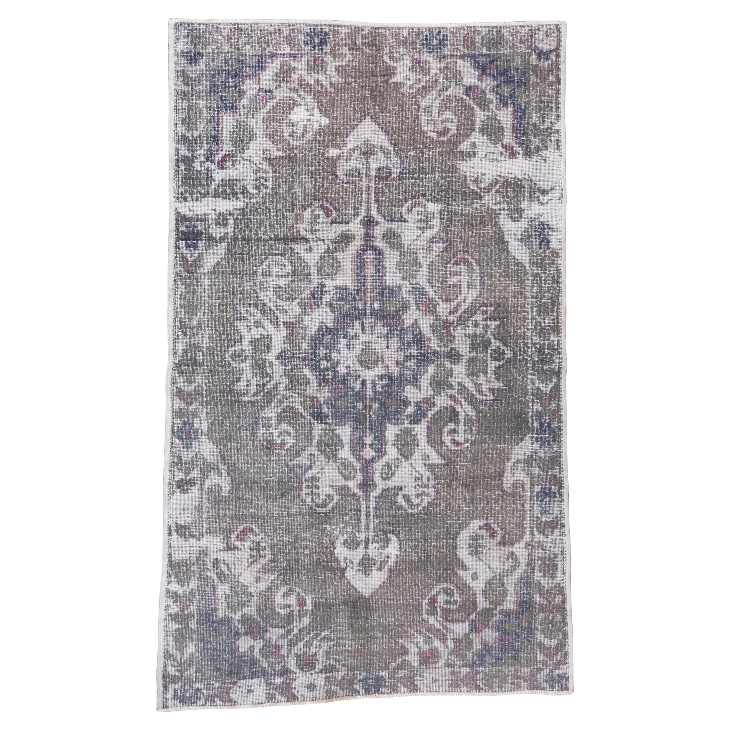 Turkish Oushak Central Medallion Royal Purple and Off White Accents For Sale