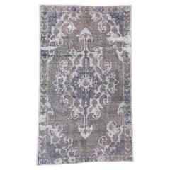 Turkish Oushak Central Medallion Royal Purple and Off White Accents