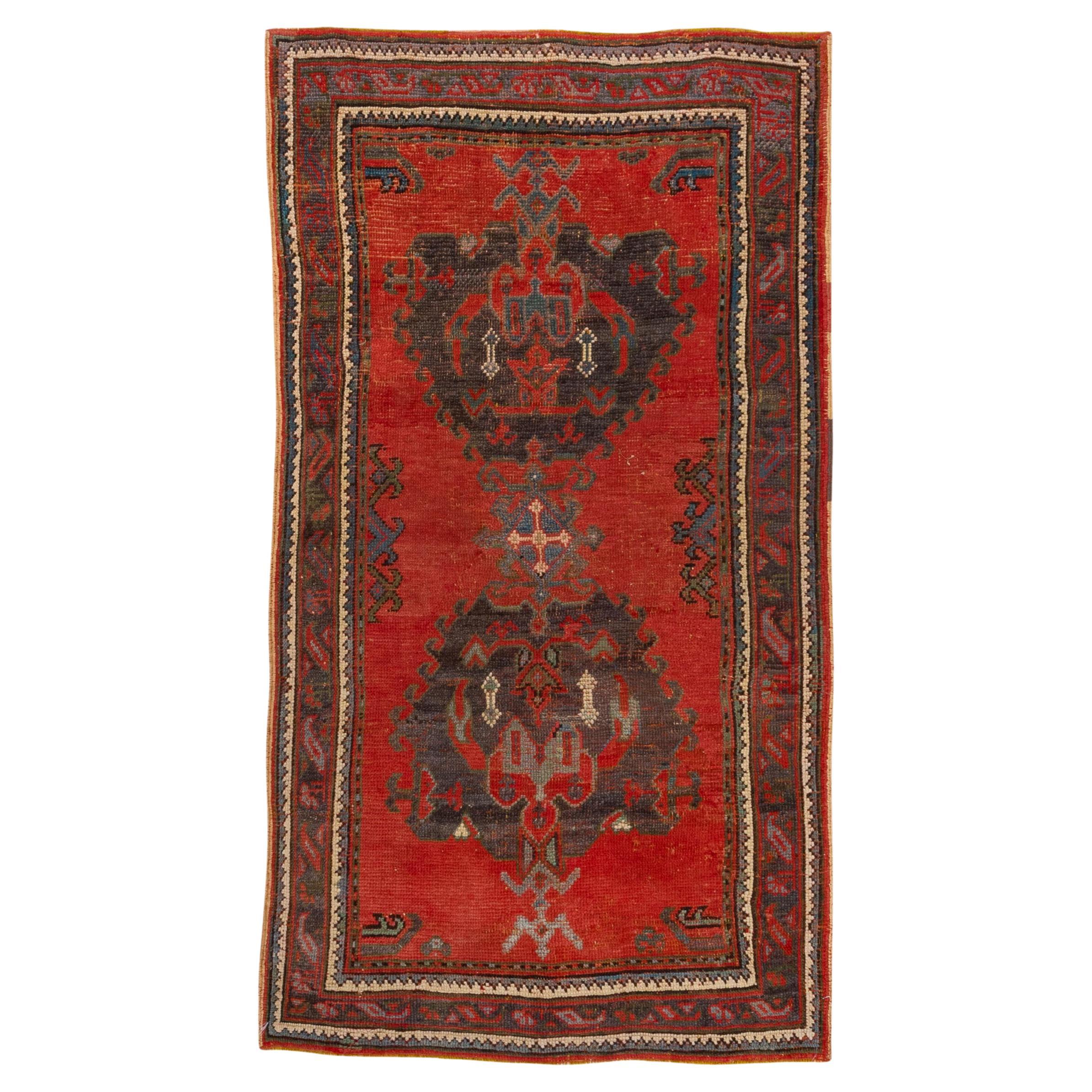 Turkish Oushak Classical Red Traditional Double Motif  For Sale