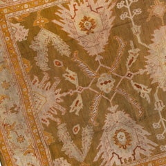 Turkish Oushak in Olive Green, Soft Pink, Marigold and Terra Cotta Tones c.1890