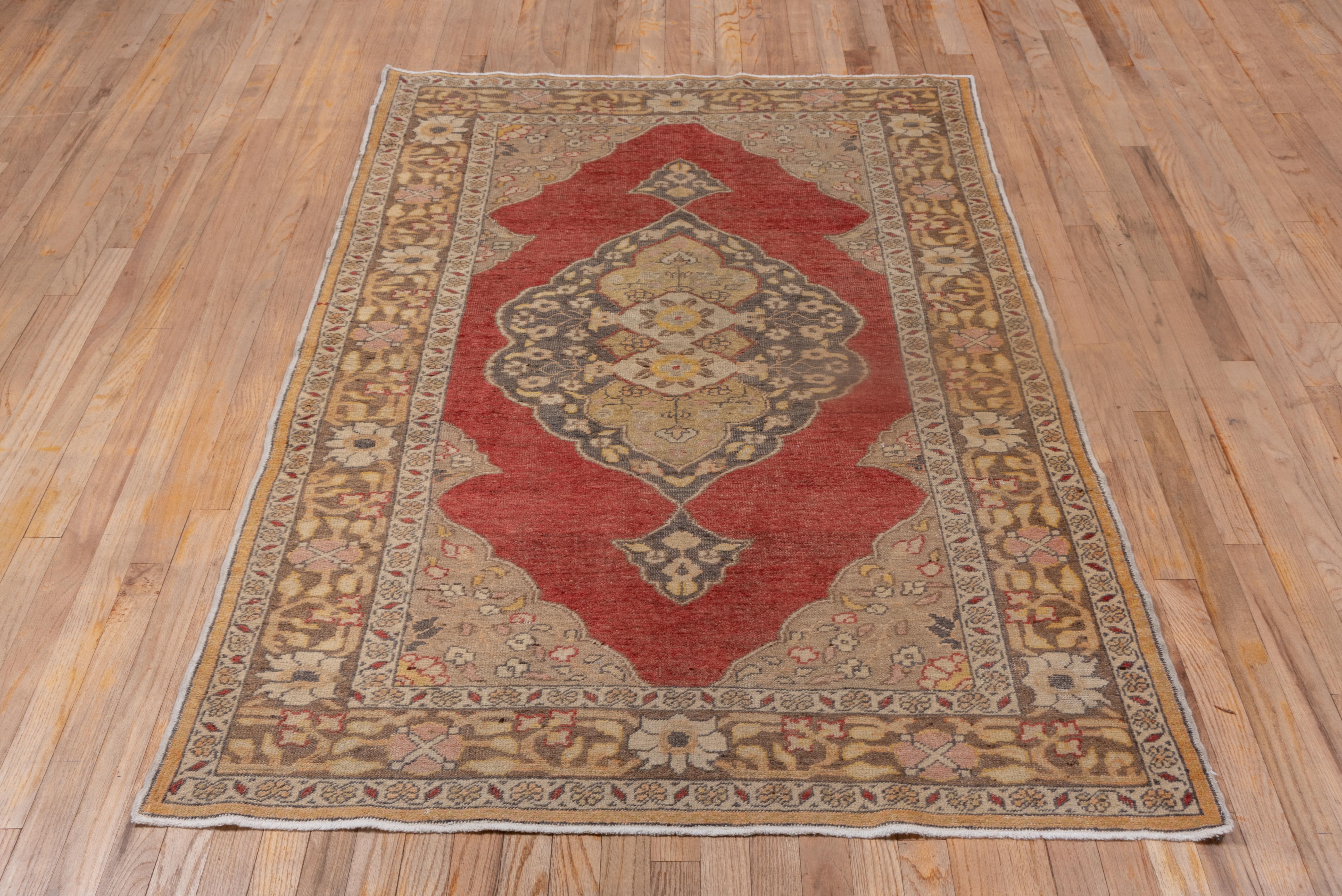 Turkish Oushak in Pastel Tuna and Sand Tones with Olive Grey Accents For Sale 1