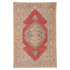 Vintage Turkish Oushak in Pastel Tuna and Sand Tones with Olive Grey Accents