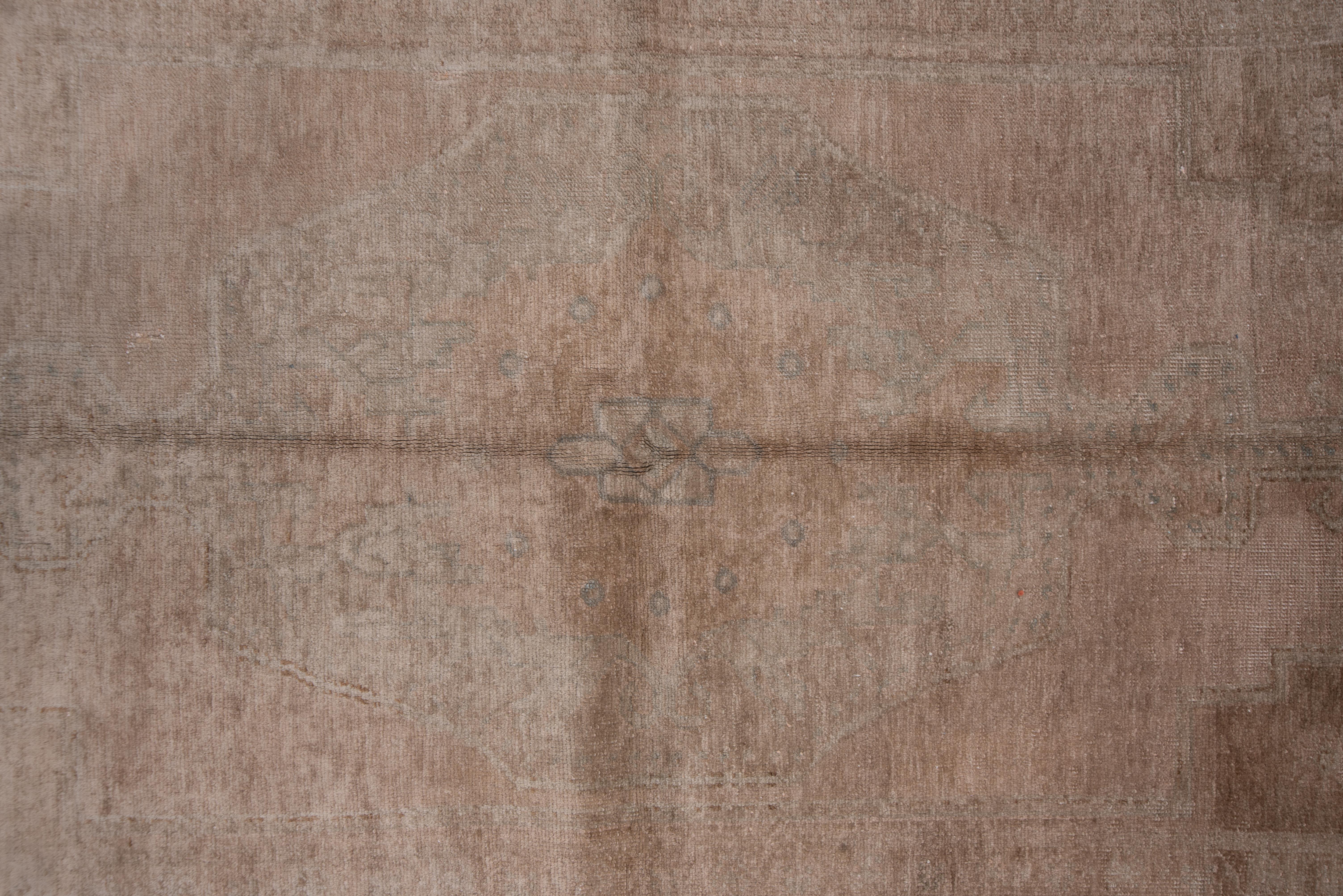 Wool Turkish Oushak in Solid Washed Tone with Faded Central Medallion  For Sale