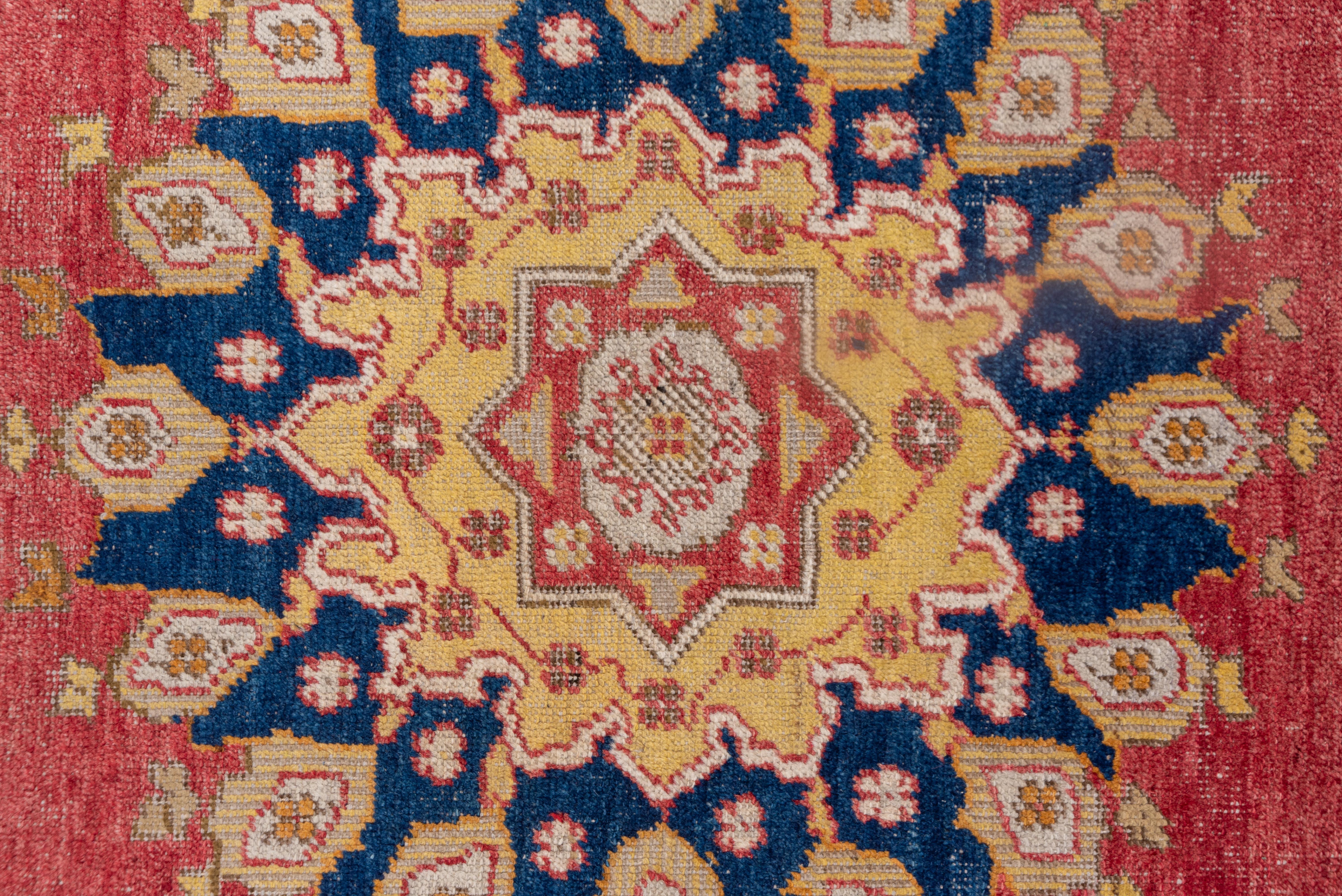 Wool Turkish Oushak in Summer Pastels with Central Sun Medallion For Sale