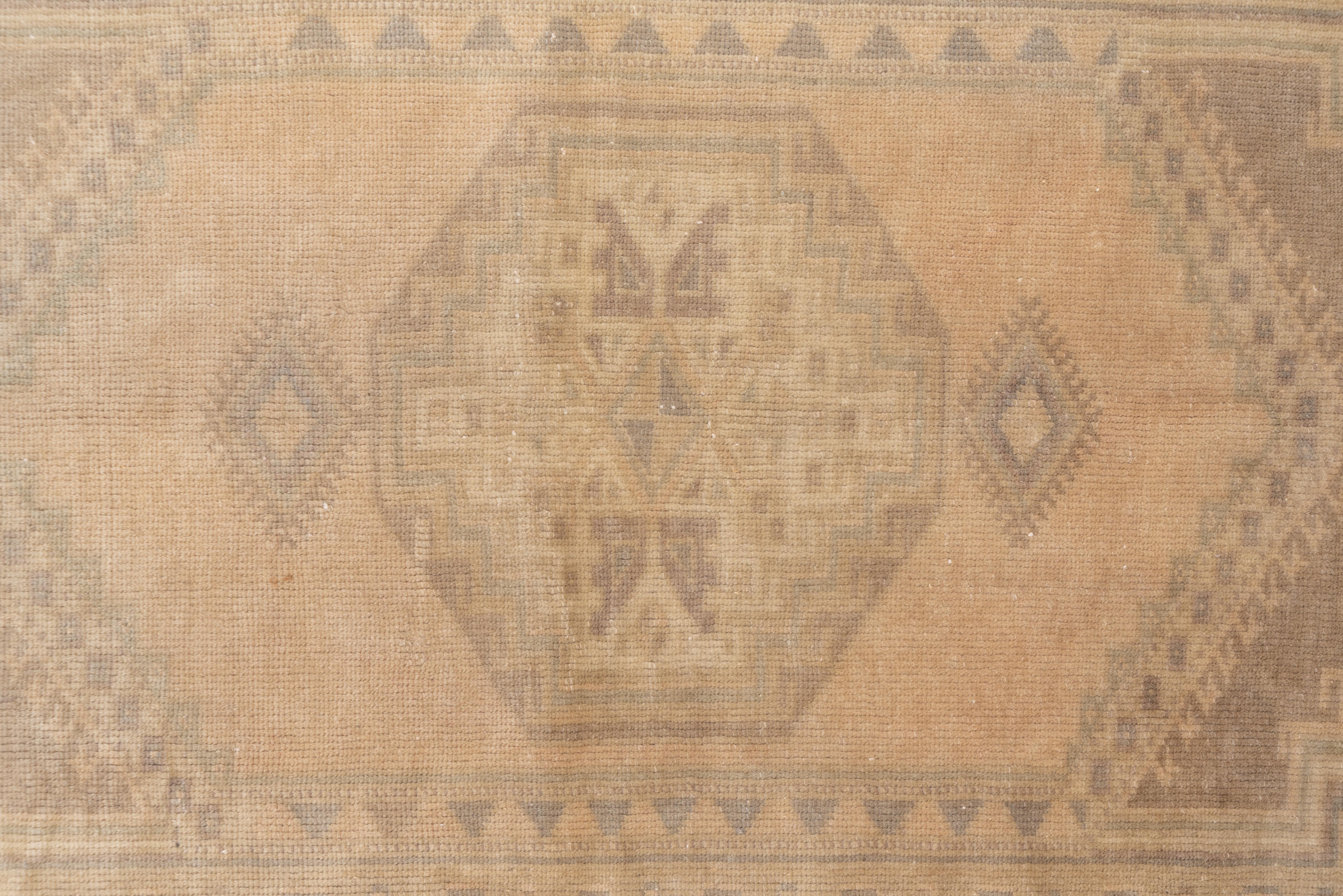 Mid-20th Century Turkish Oushak in Washed Over Faded Pink Khaki Accents - Centre Medallion Rug For Sale