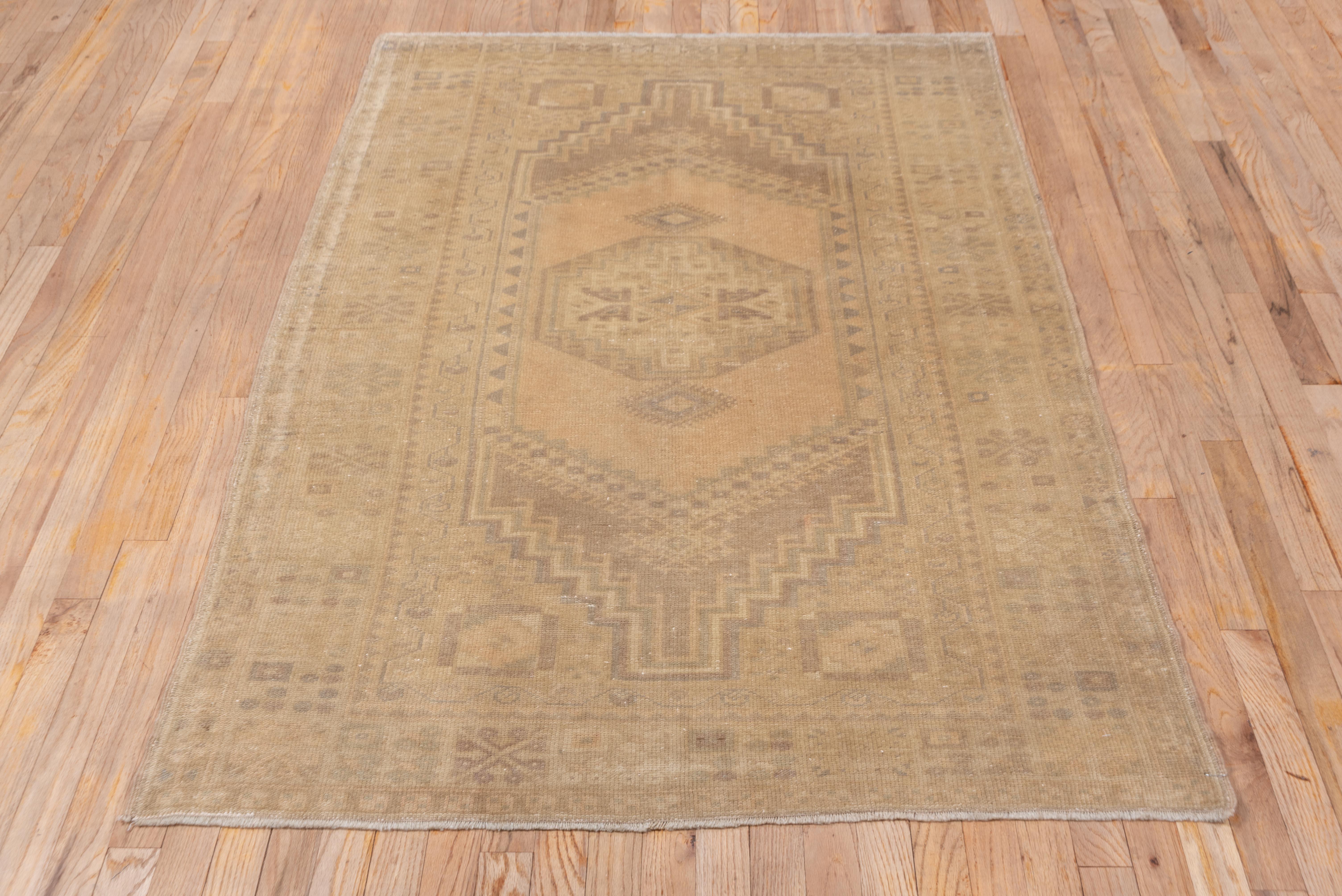 Wool Turkish Oushak in Washed Over Faded Pink Khaki Accents - Centre Medallion Rug For Sale