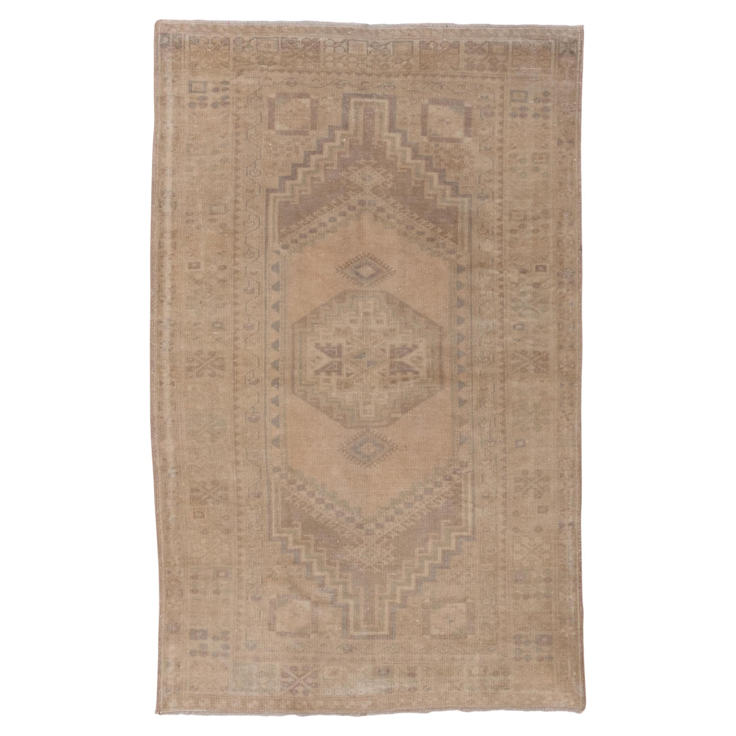 Turkish Oushak in Washed Over Faded Pink Khaki Accents - Centre Medallion Rug For Sale