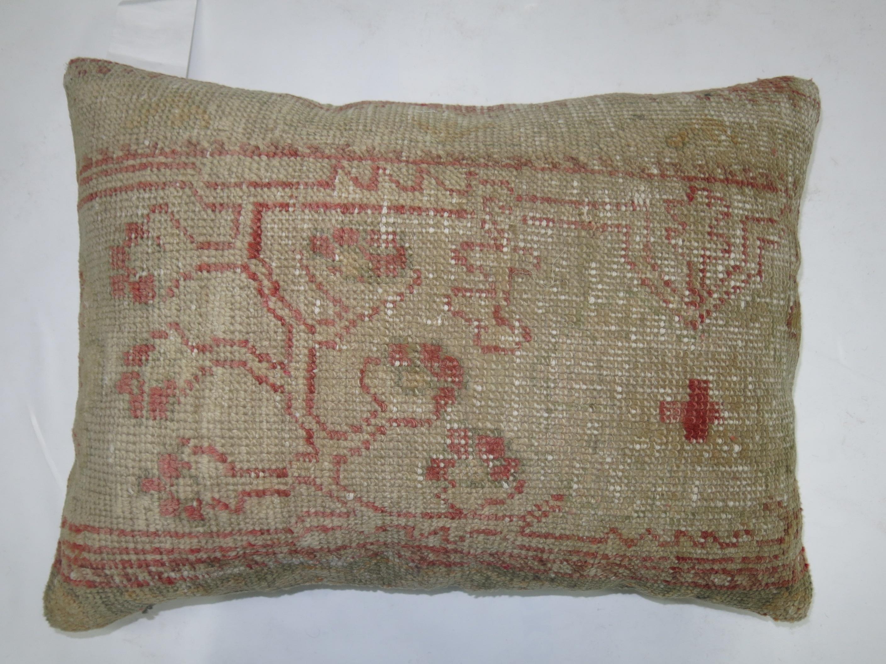 Sultanabad Turkish Oushak Lumbar Rug Pillow