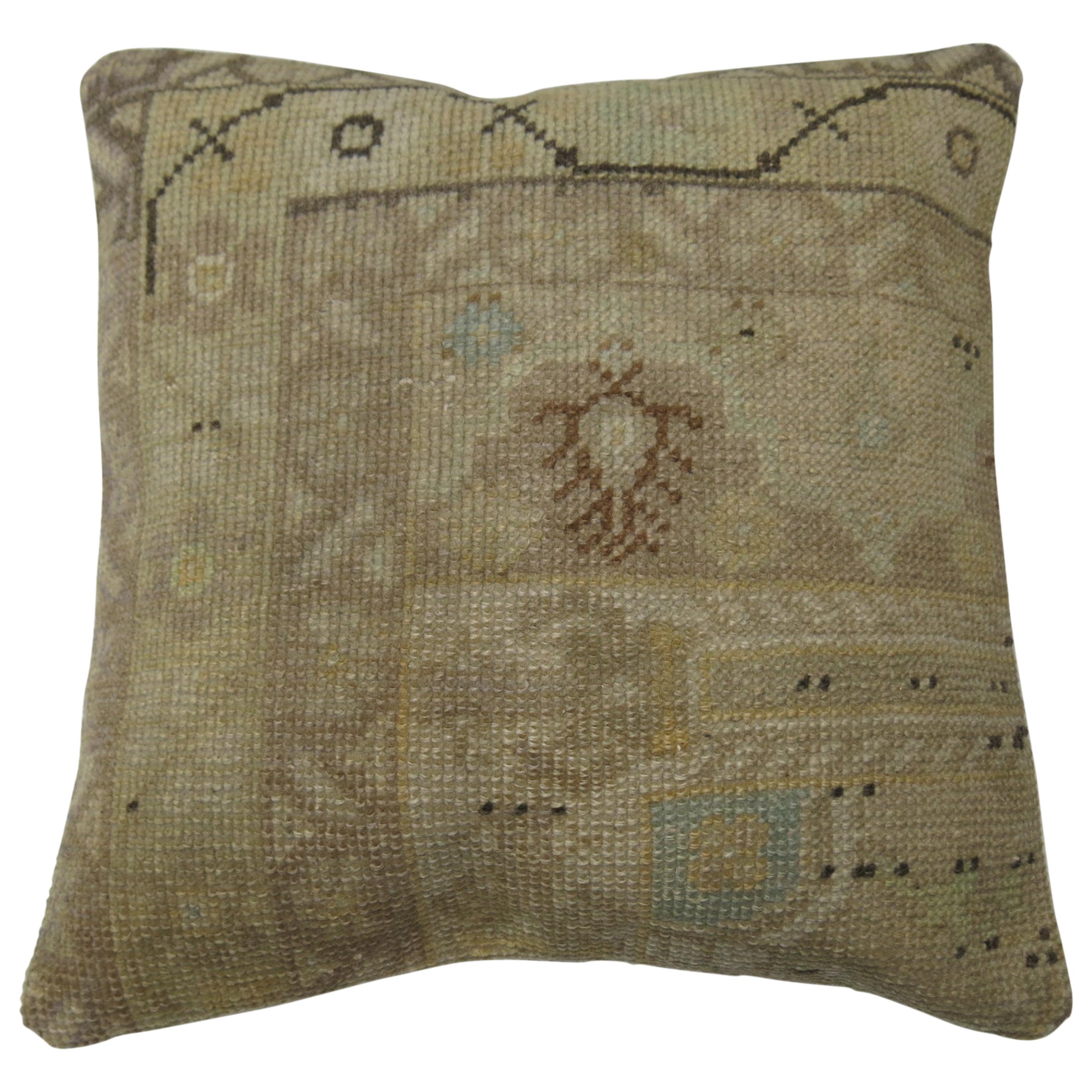 Turkish Oushak Neutral Rug Pillow For Sale