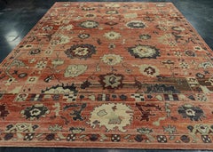 Tappeto turco Oushak in lana antica 9'1" x 13'10" #30135