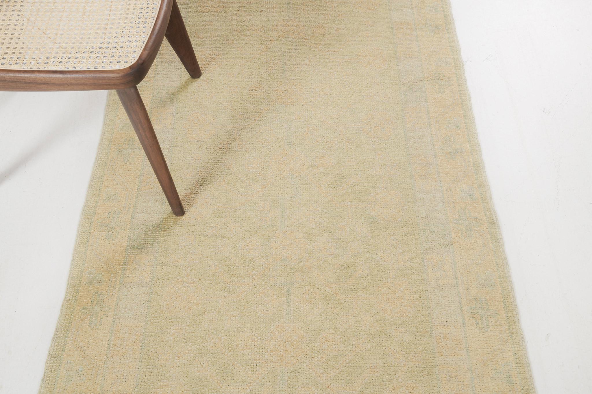 Soft tones of gold, green, and blue are exceptionally gorgeous that make your room simpler. What it makes more interesting is the complementing looping vine border and delicate symmetric design in this runner. This amazing runner will add an accent