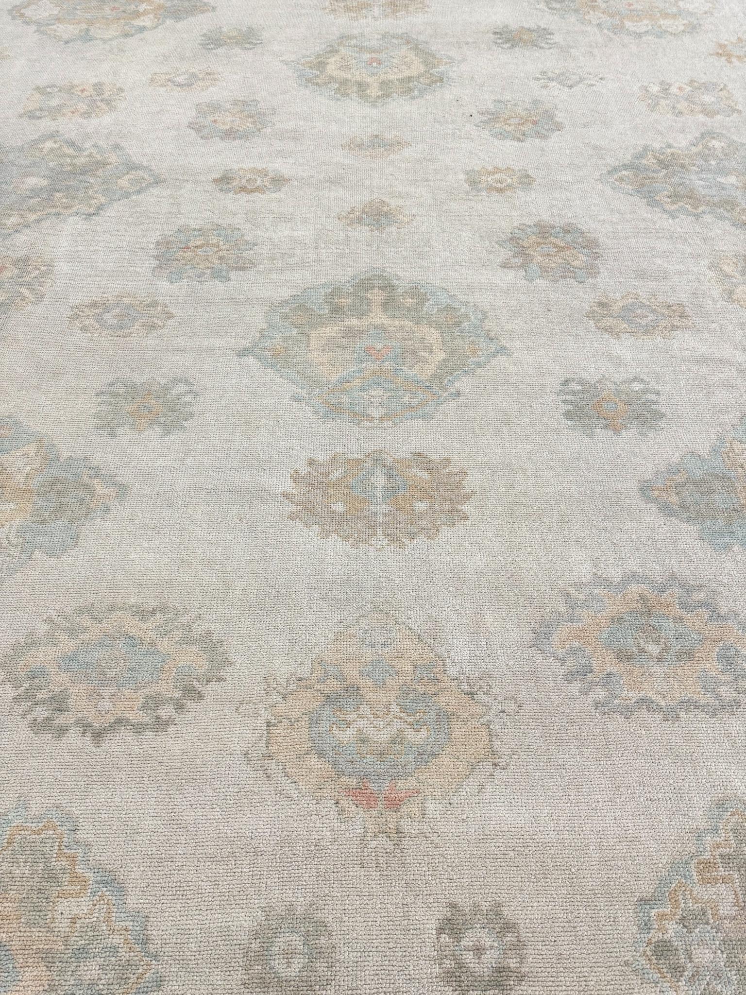 Turkish Oushak Revival Rug In New Condition For Sale In WEST HOLLYWOOD, CA