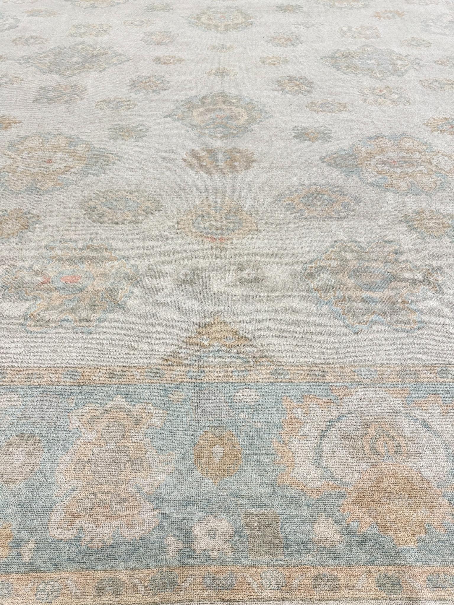 Contemporary Turkish Oushak Revival Rug For Sale
