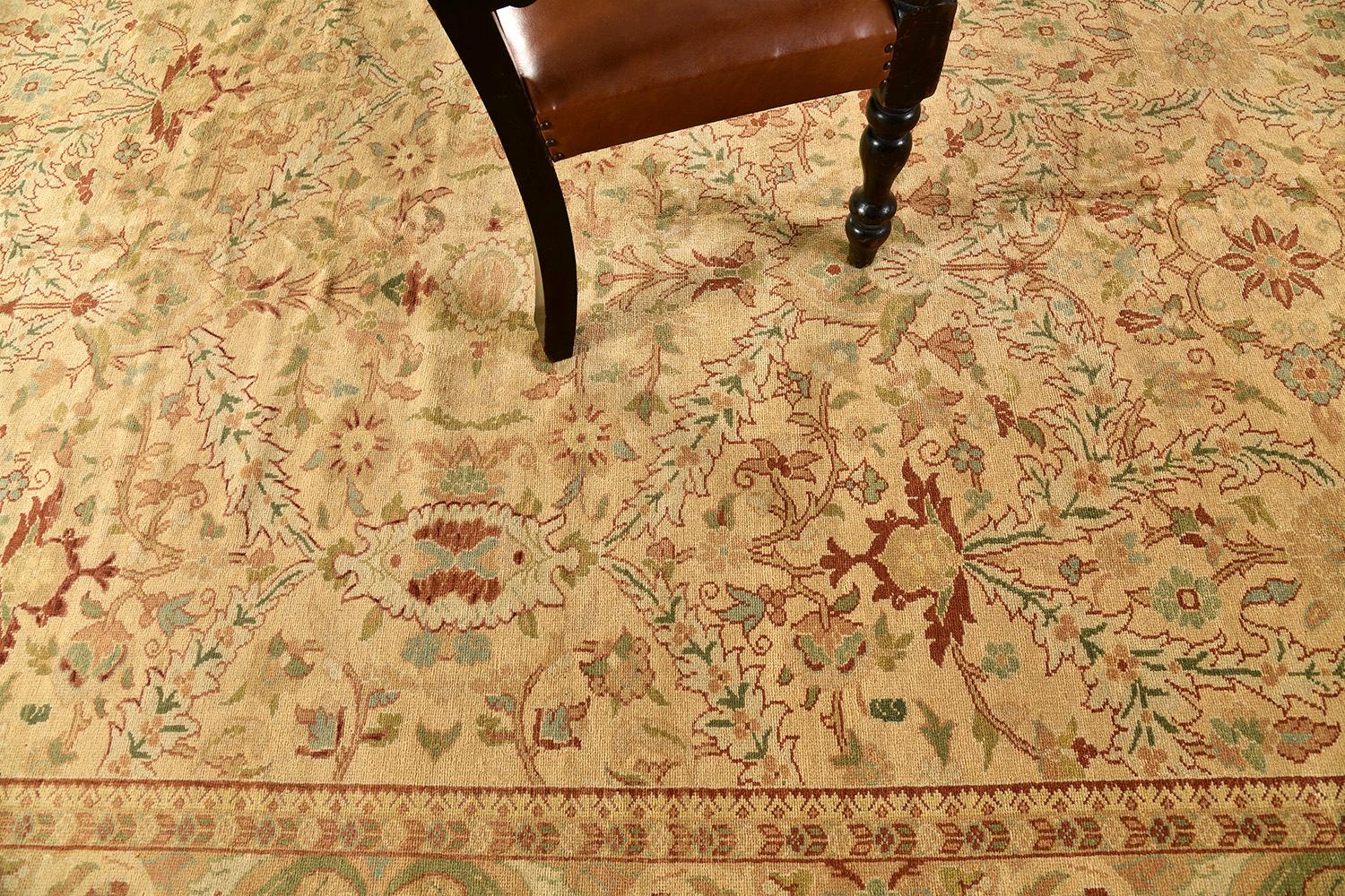 Wool Turkish Oushak Revival Rug For Sale