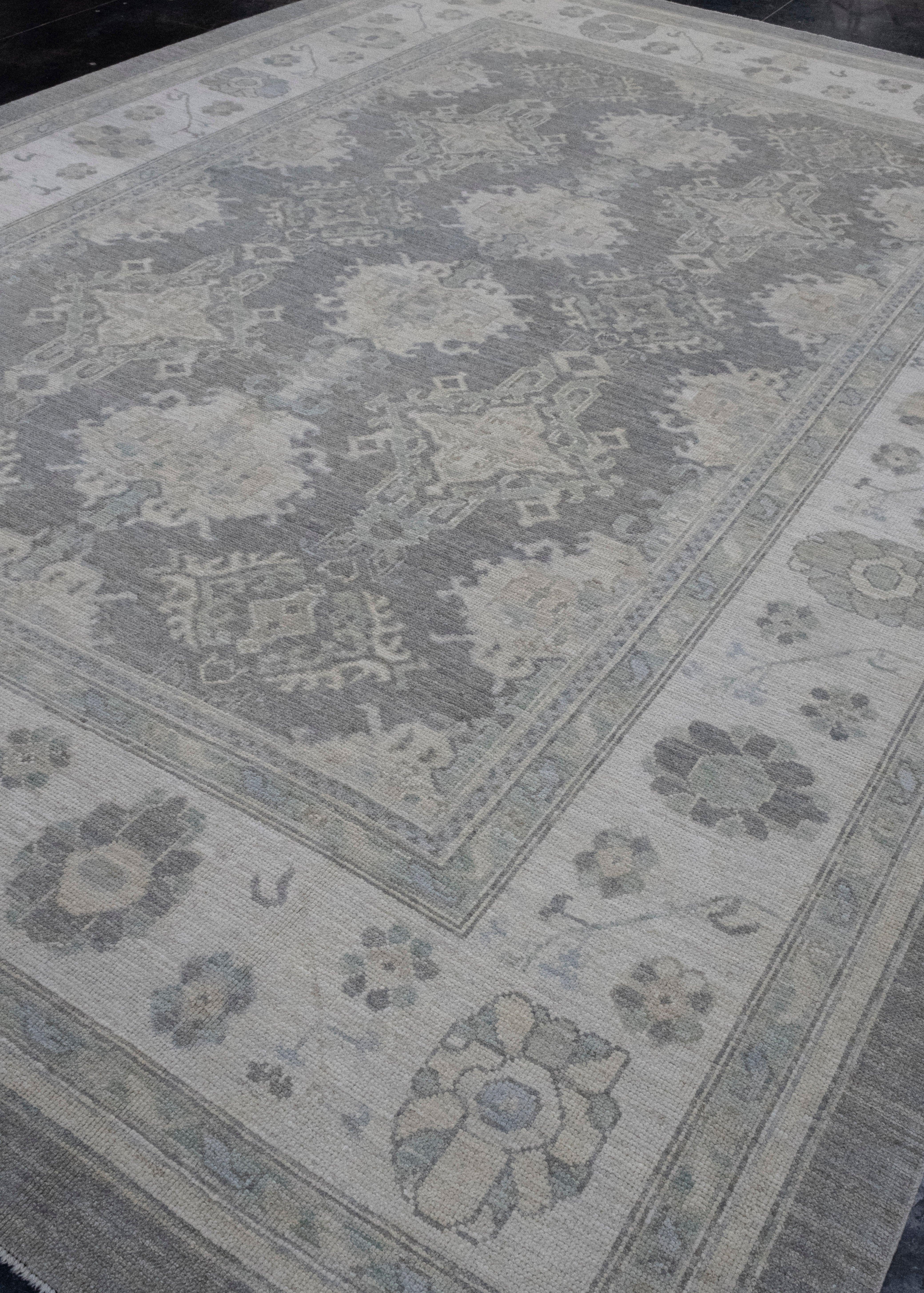 Hand-Knotted Turkish Oushak Rug 10' x 14' #16150 For Sale