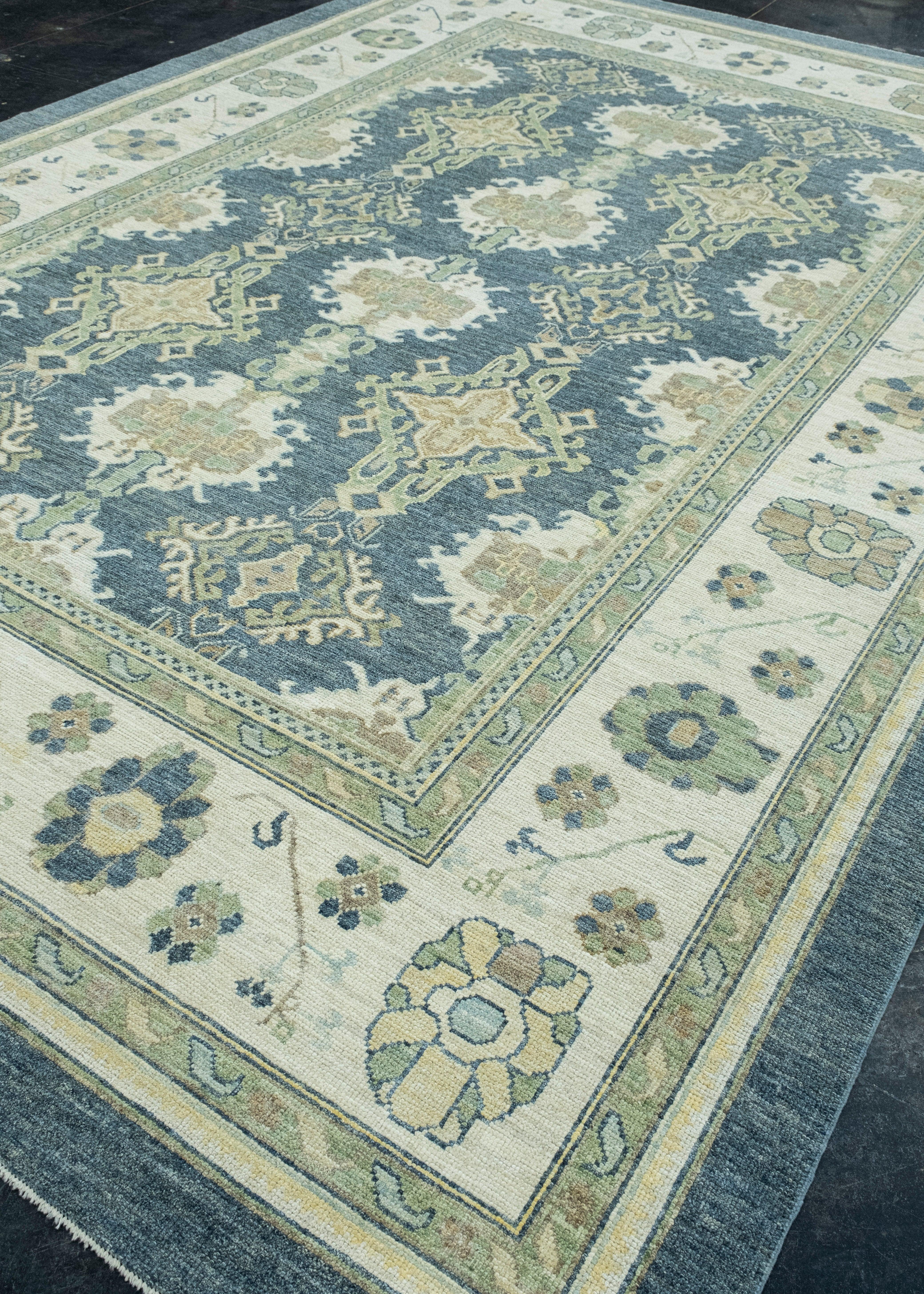 Hand-Knotted Turkish Oushak Rug 10' x 14'2