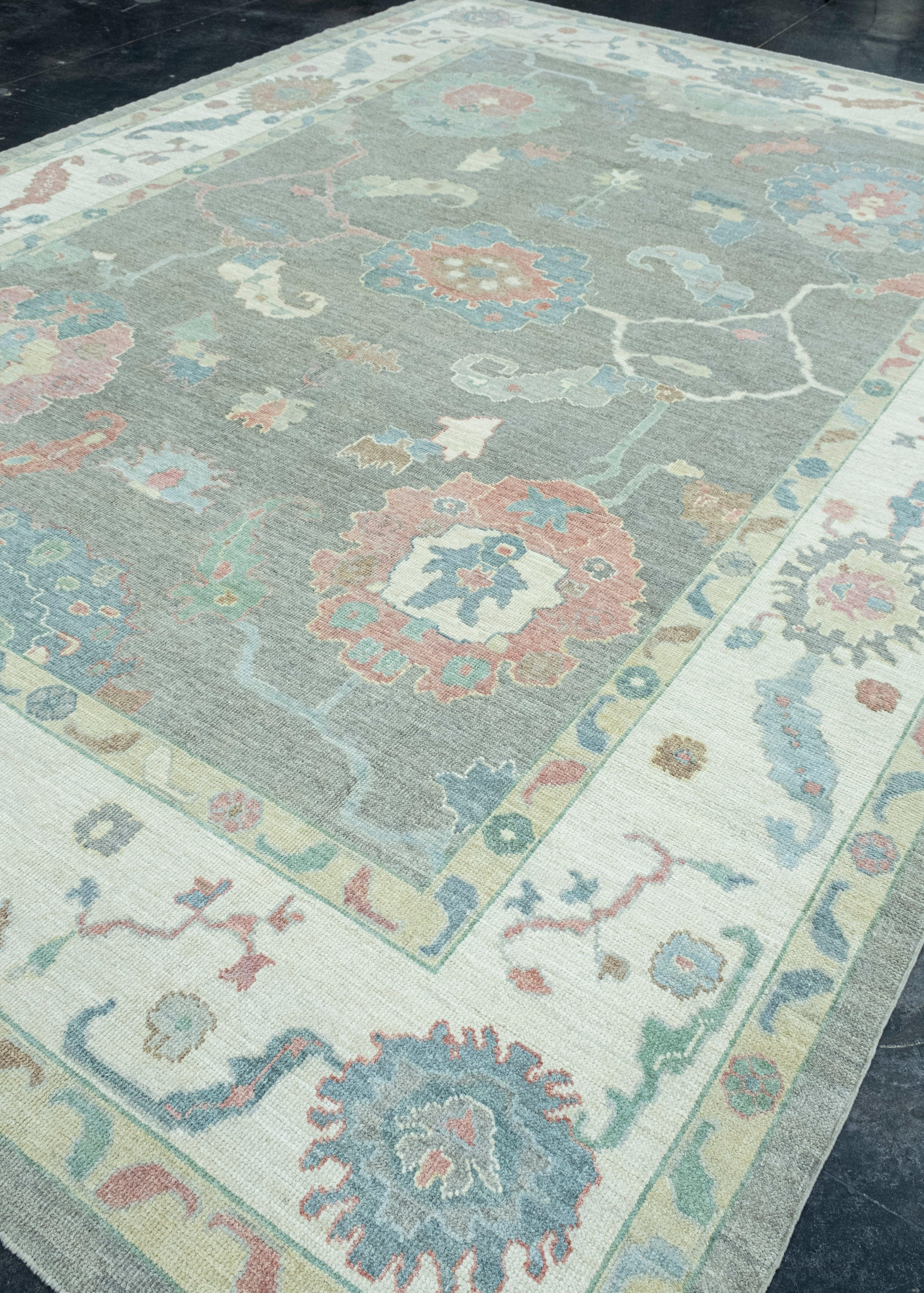 Hand-Knotted Turkish Oushak Rug 10' x 14'2