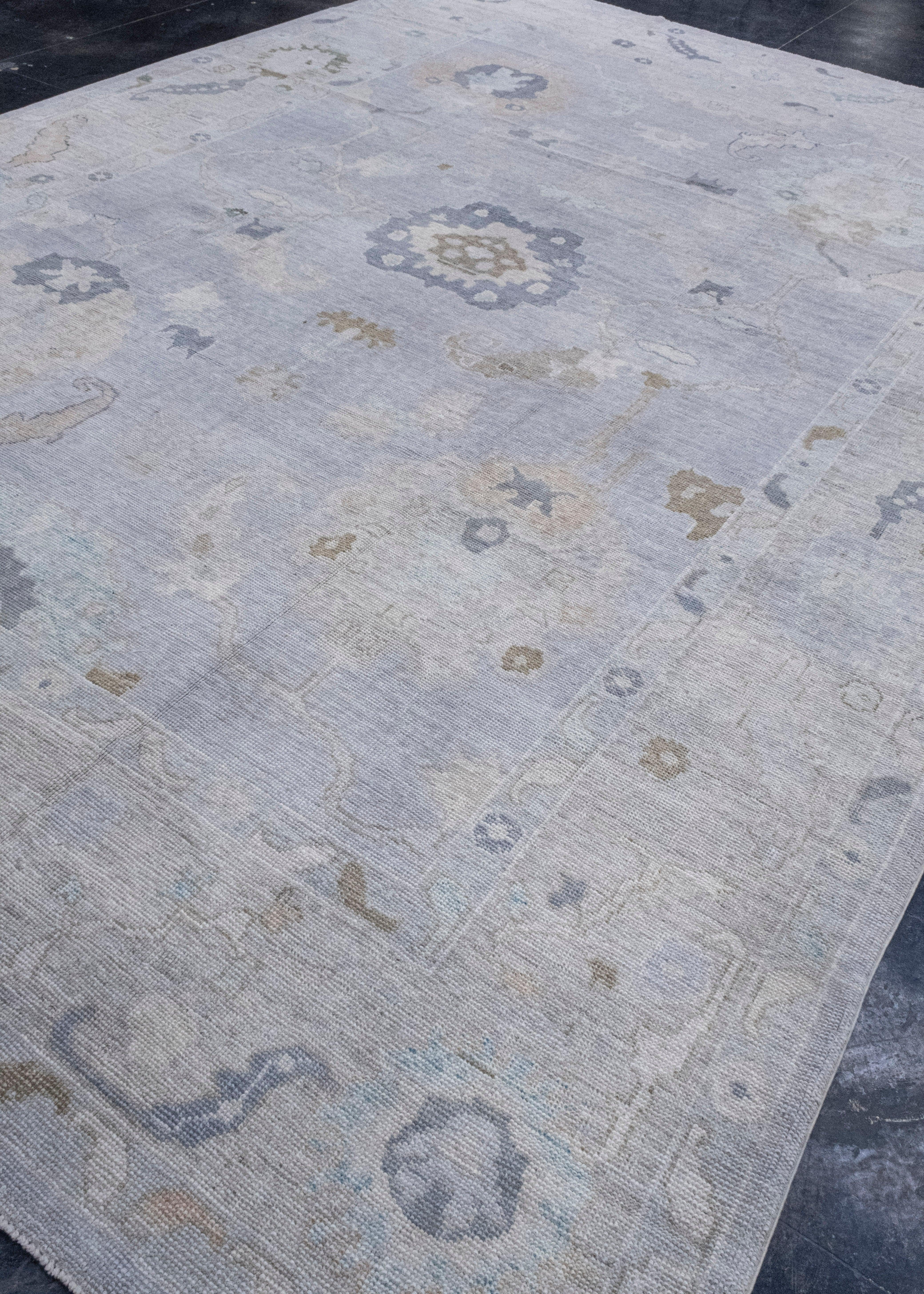Hand-Knotted Turkish Oushak Rug 10' x 14'5