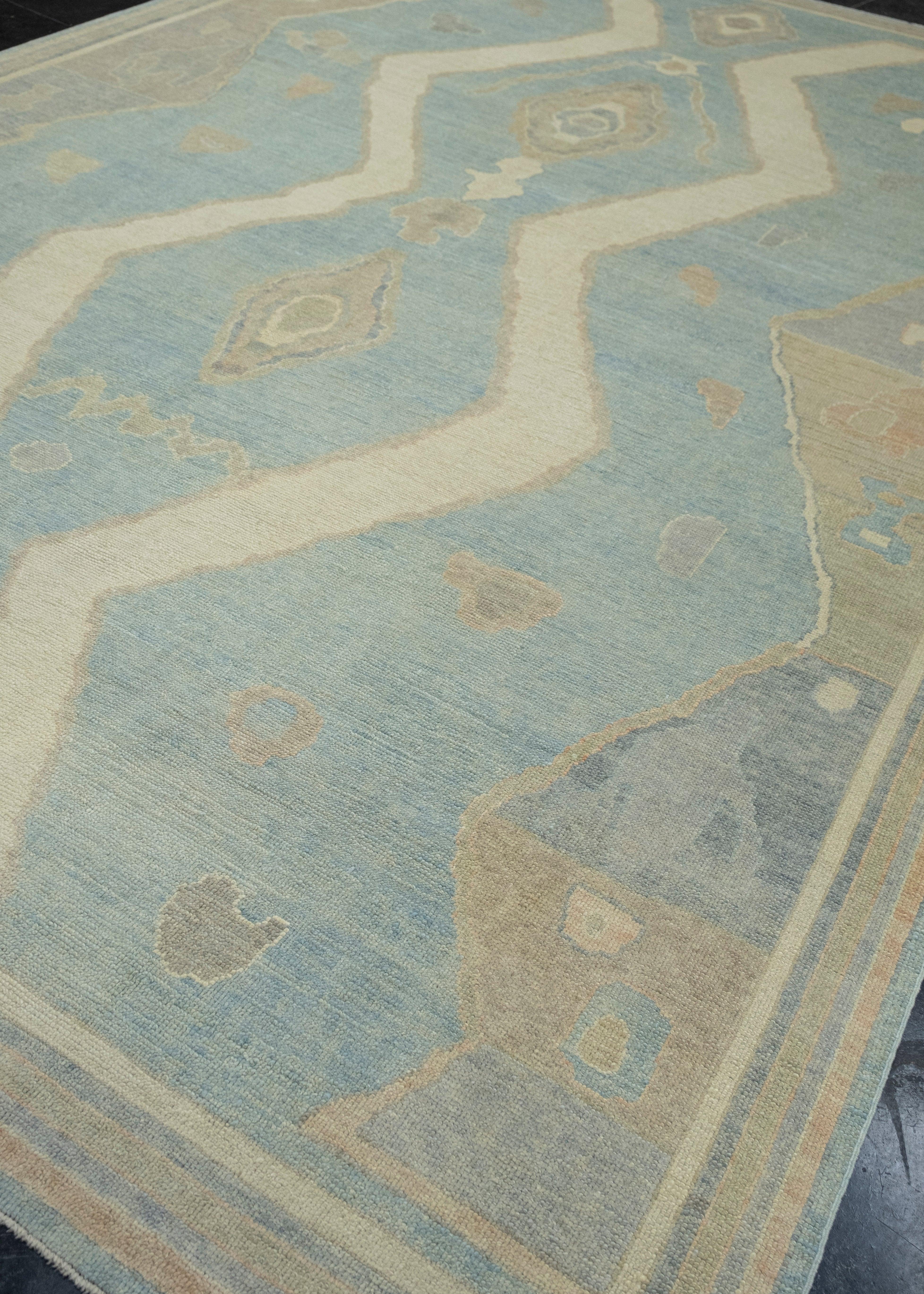 Hand-Knotted Turkish Oushak Rug 10' x 14'7