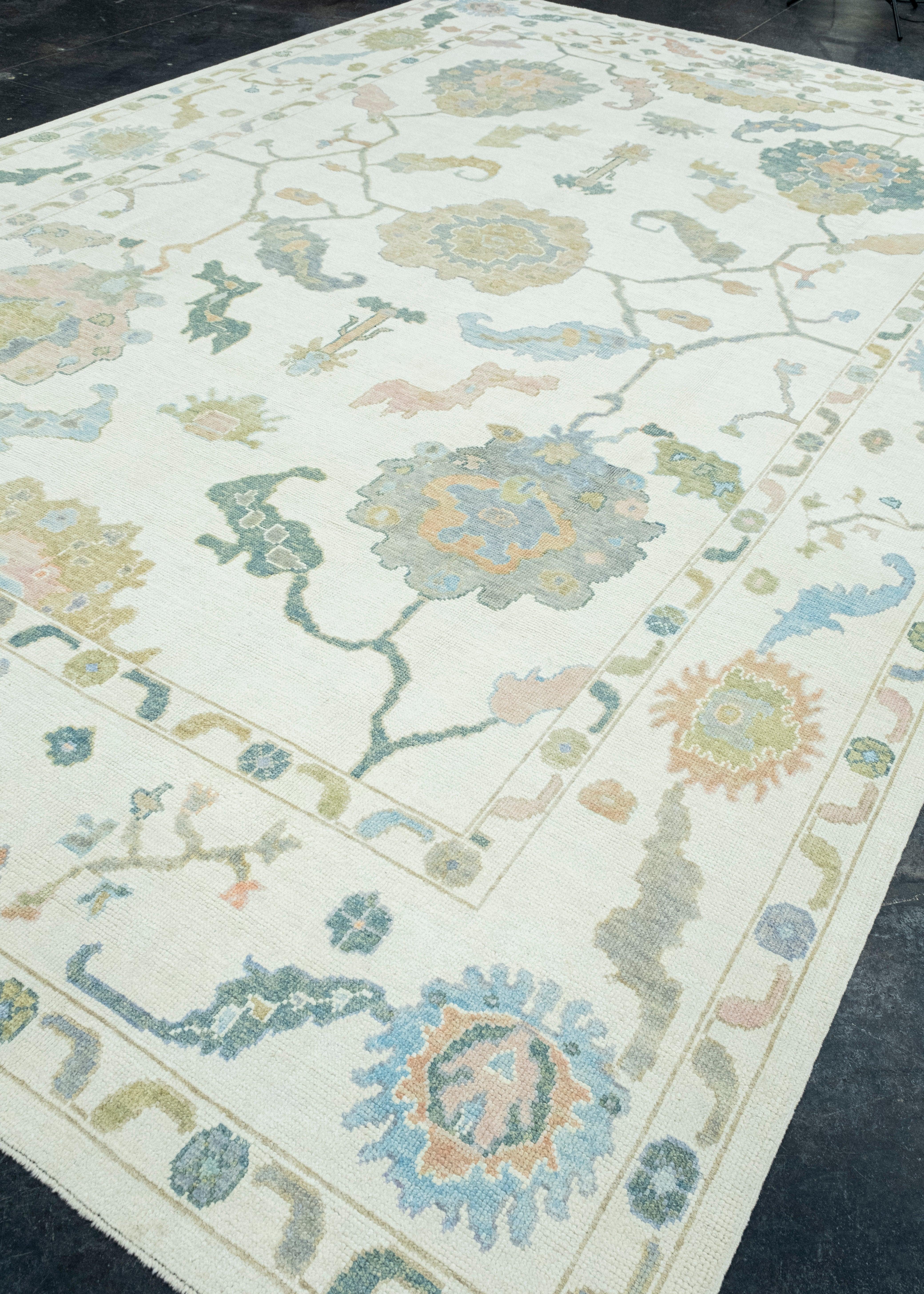 Hand-Knotted Turkish Oushak Rug 10' x 15' #17212 For Sale