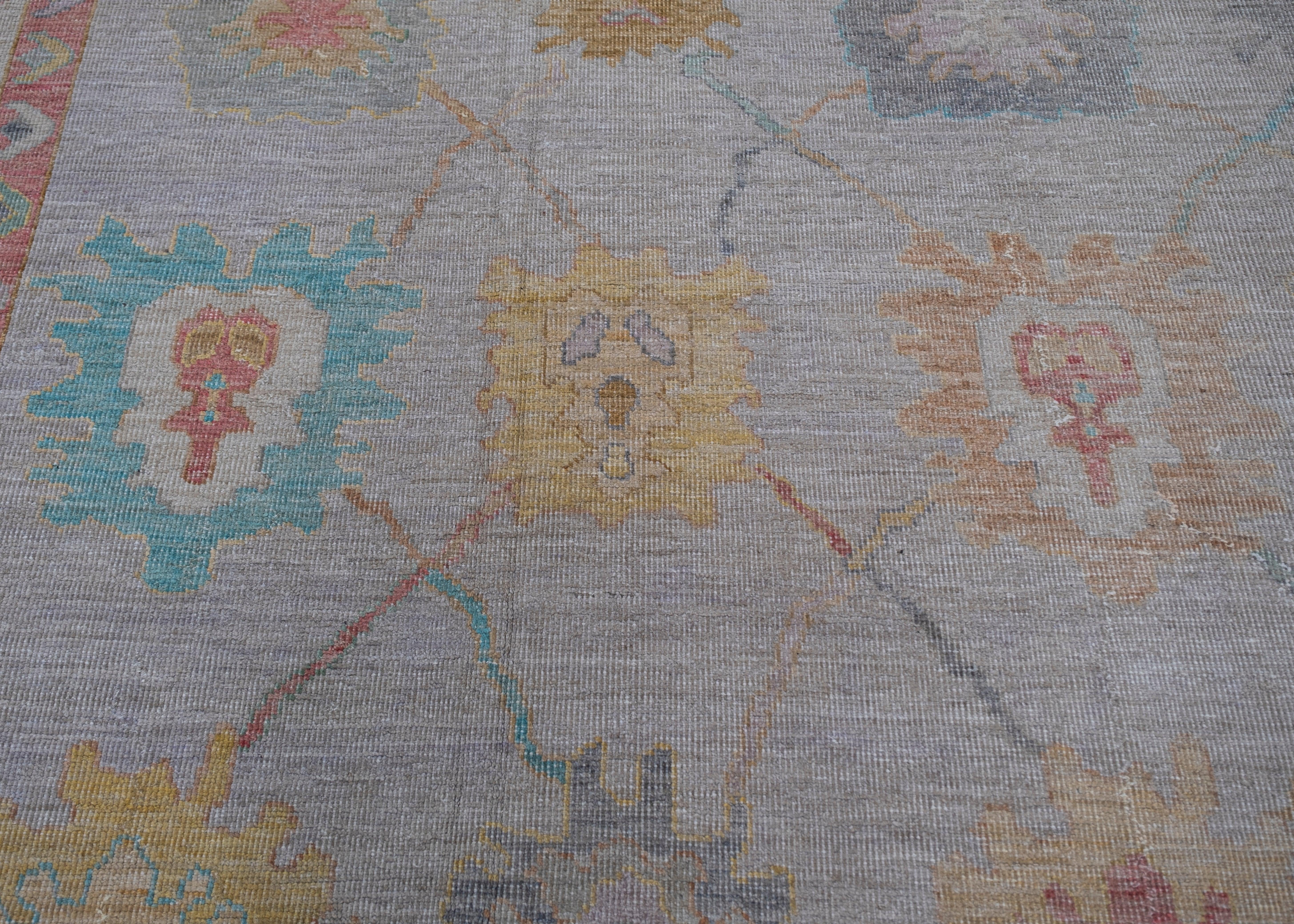 Oushak Rug Oriental Hand Knotted Turkish Oushak 9'10