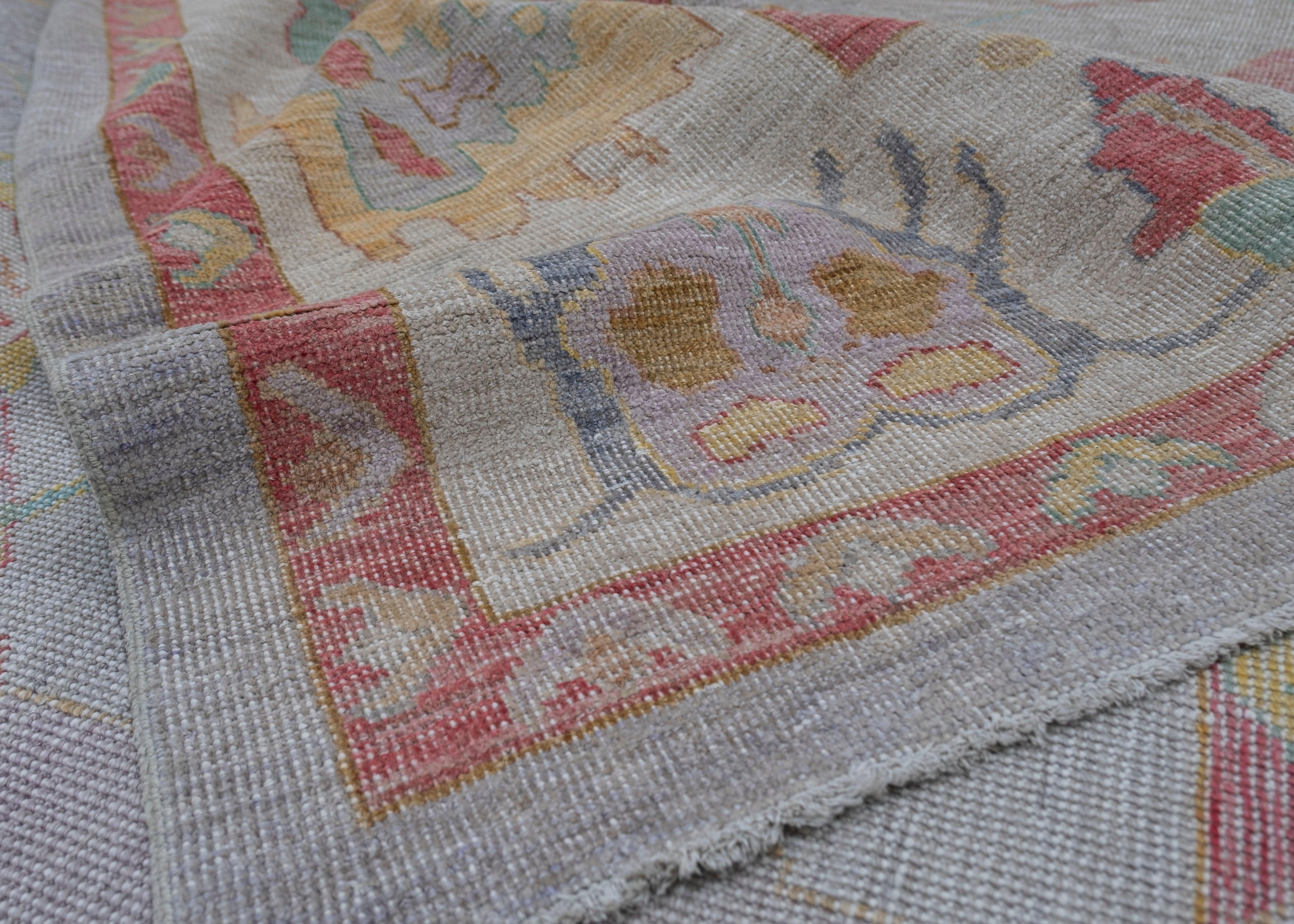 Hand-Knotted Turkish Oushak Rug 11'11