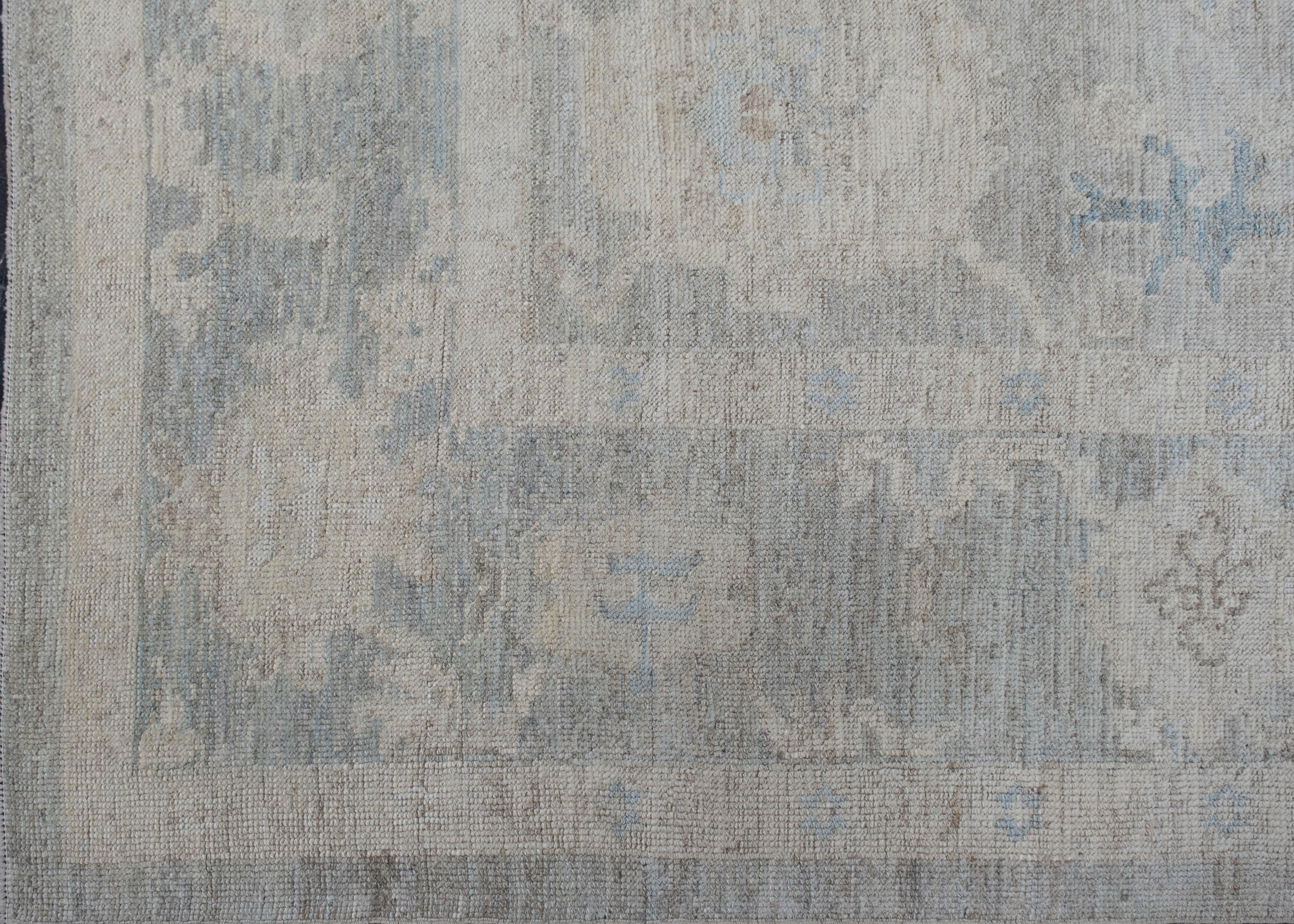 Hand-Knotted Turkish Oushak Rug 11'3