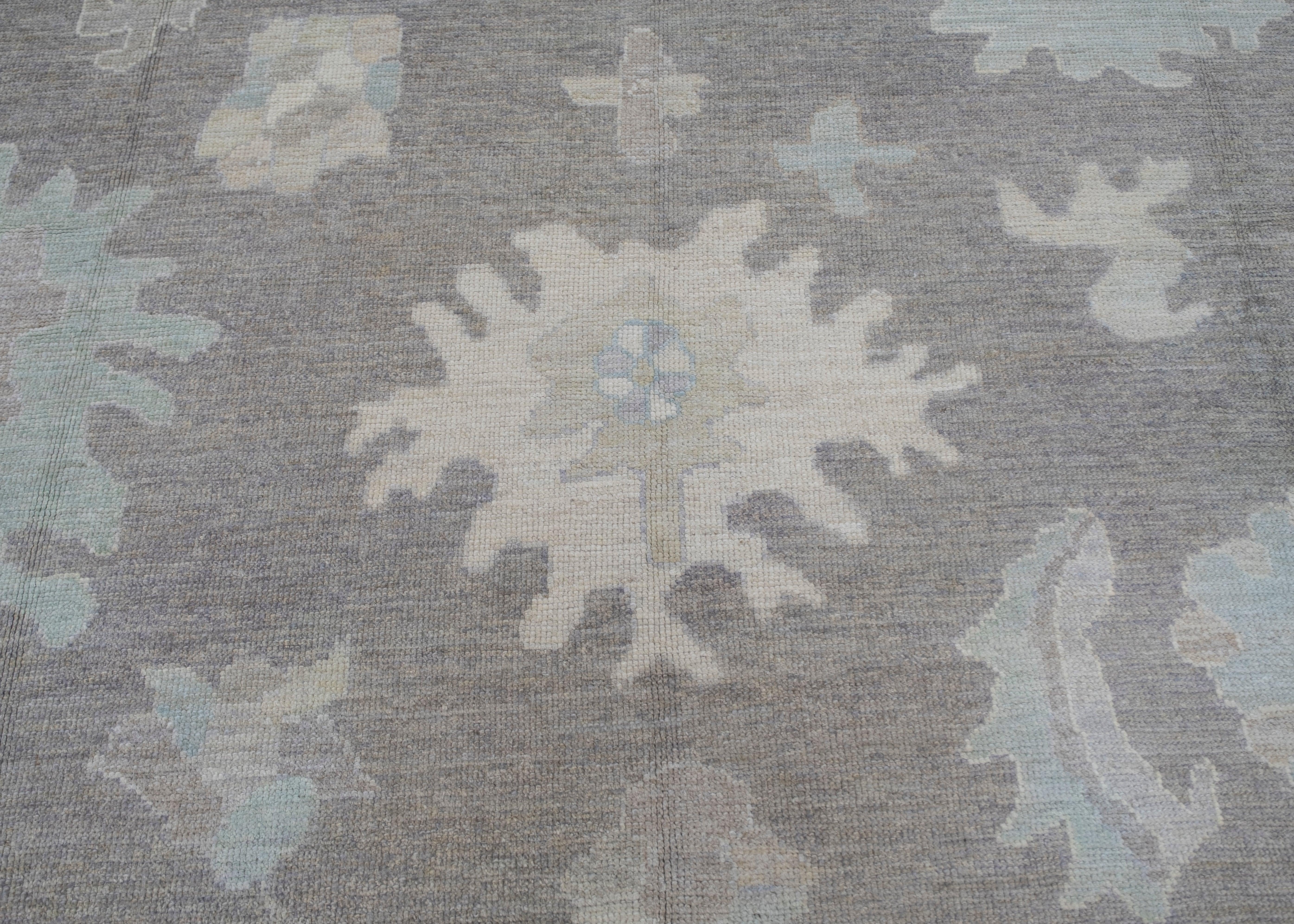 Hand-Knotted Turkish Oushak Rug 11'8