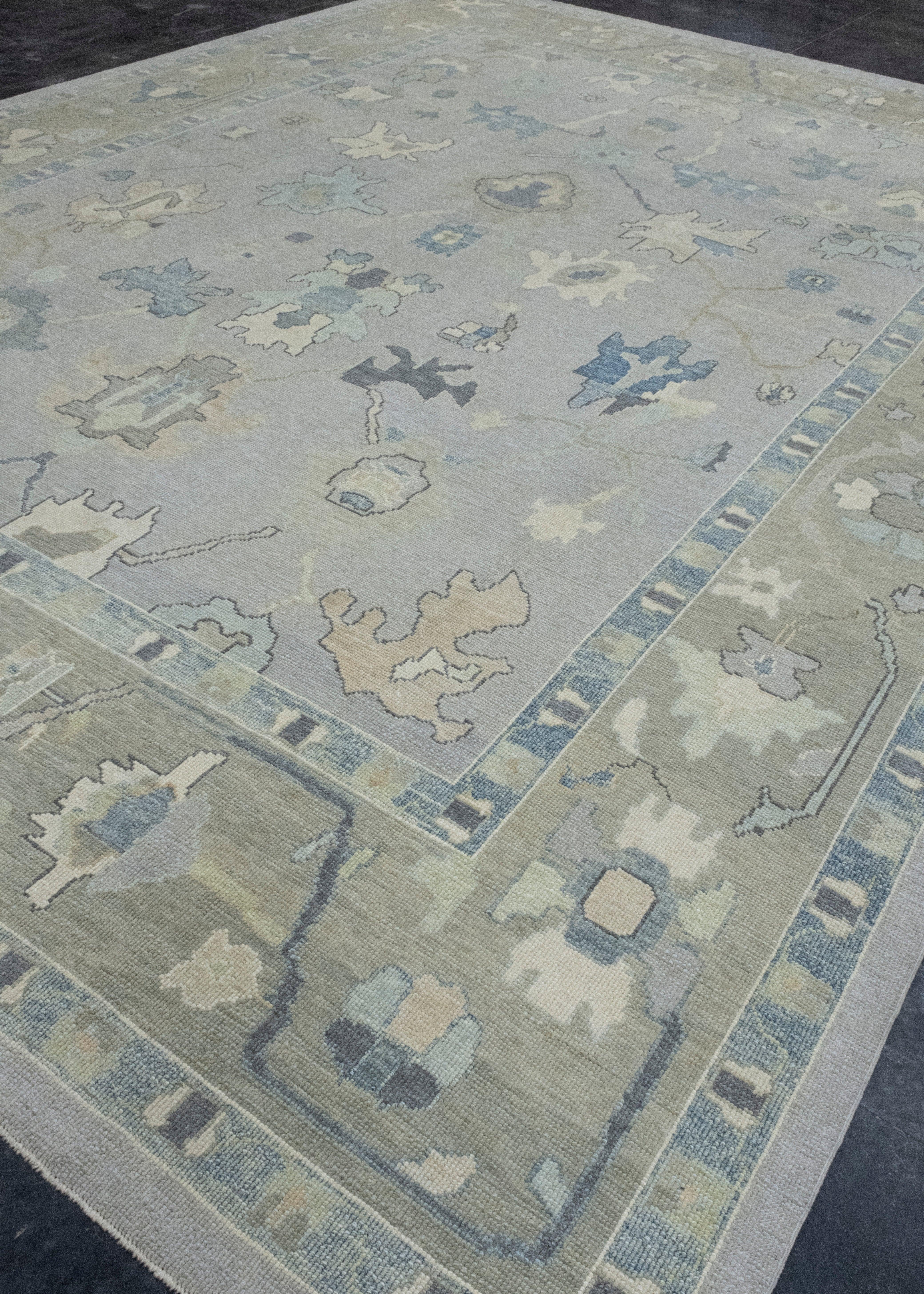 Noué à la main Tapis turc Oushak 11'9