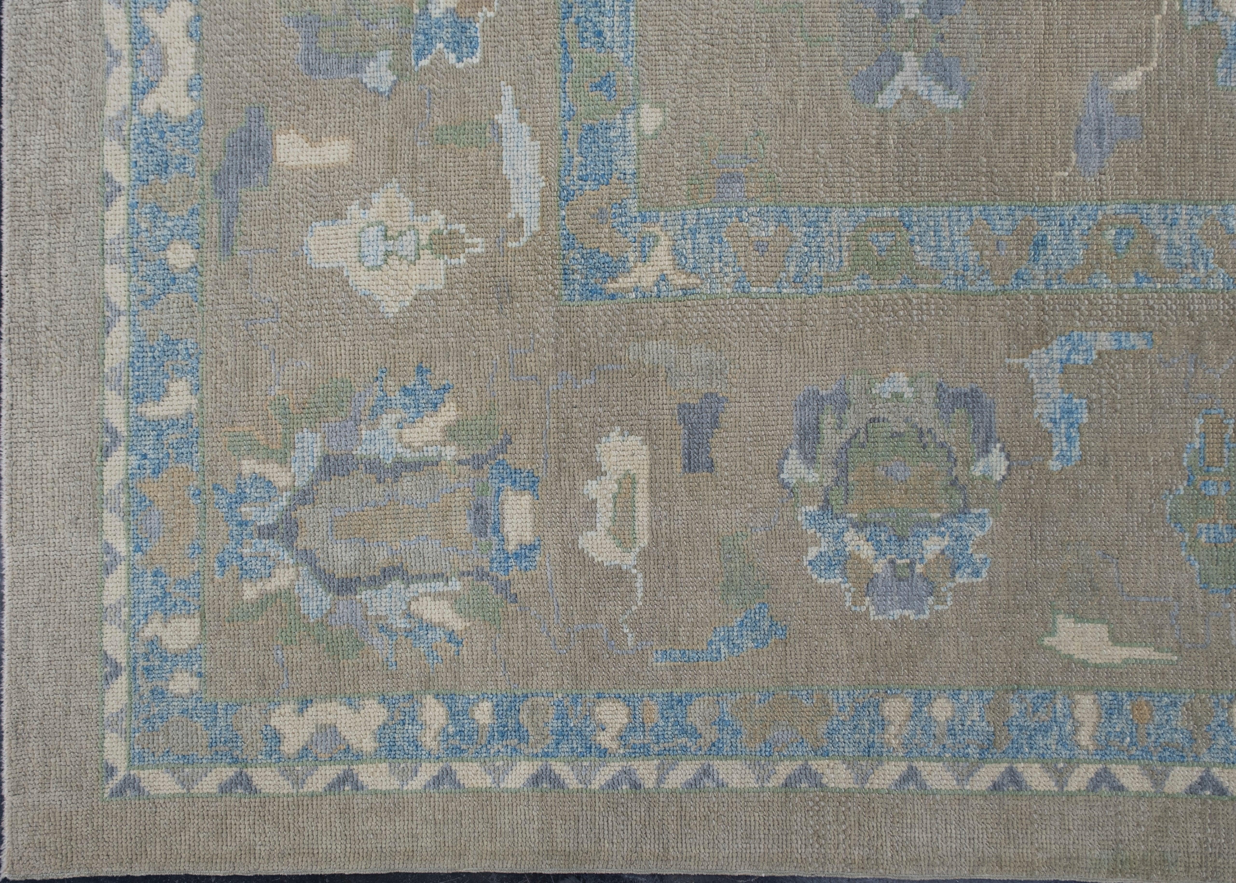 Hand-Knotted Turkish Oushak Rug 12' x 15' #11893 For Sale