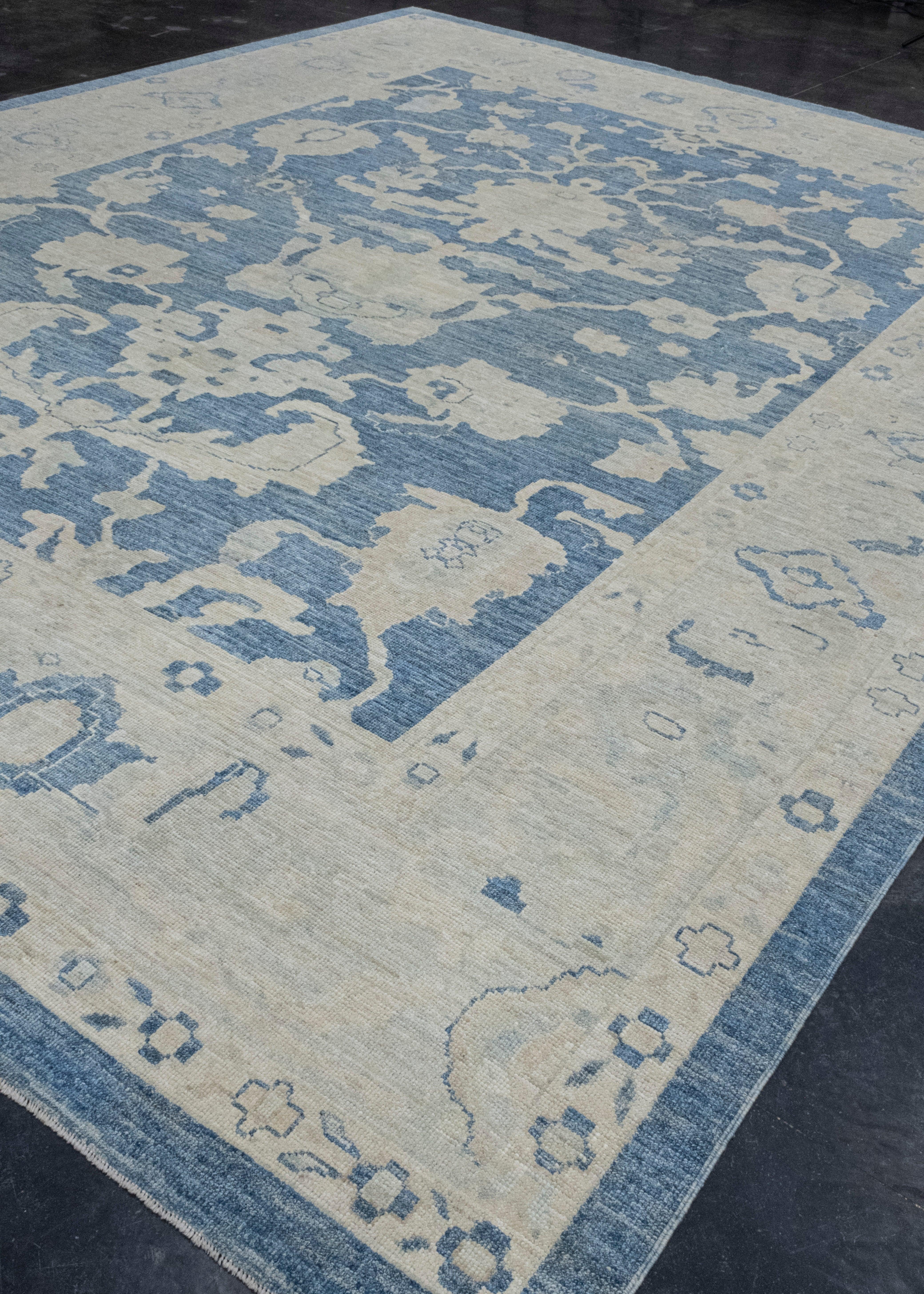 Hand-Knotted Turkish Oushak Rug 12' x 15'1
