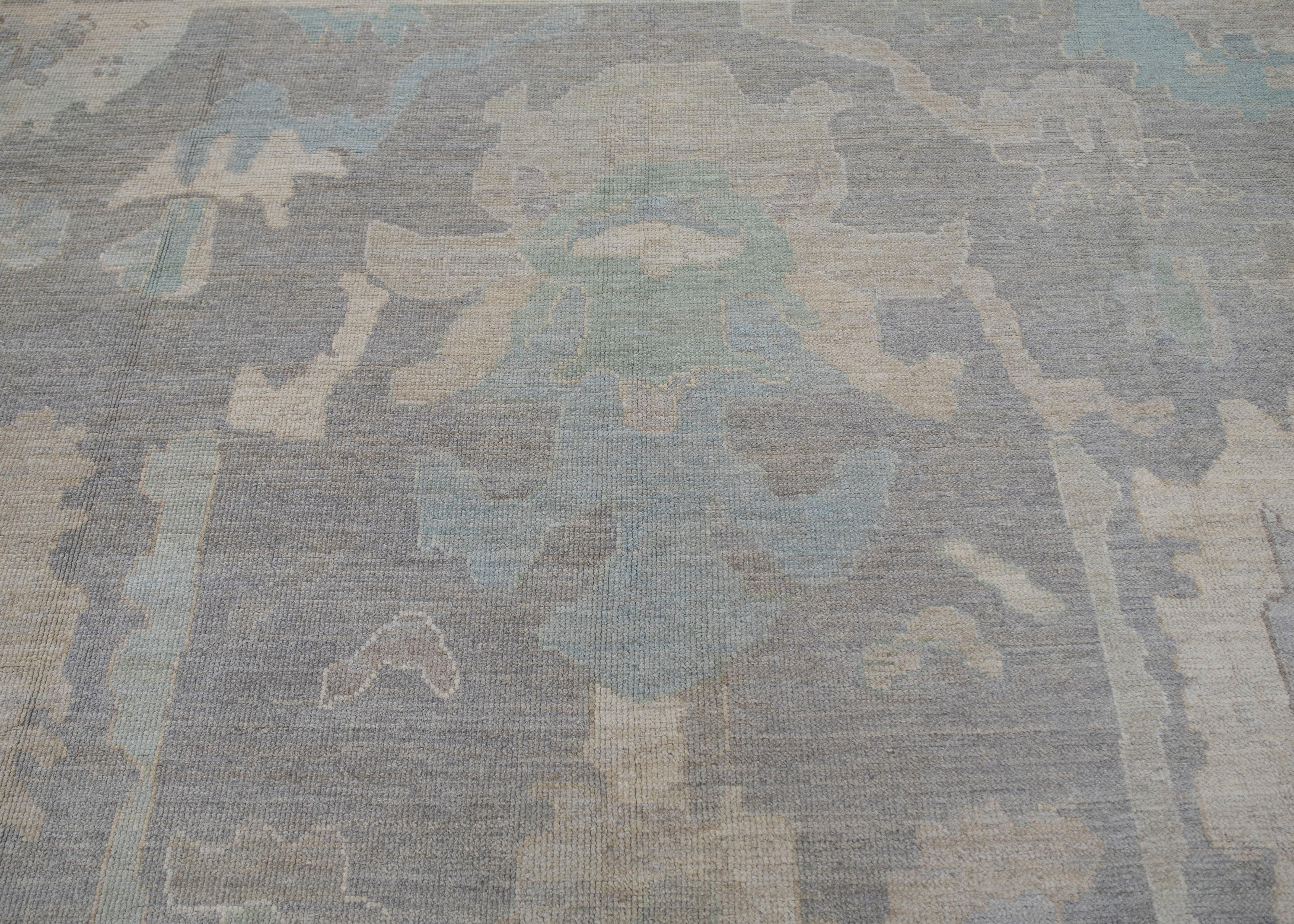 Oushak Rug Oriental Hand Knotted Turkish Oushak 9'7