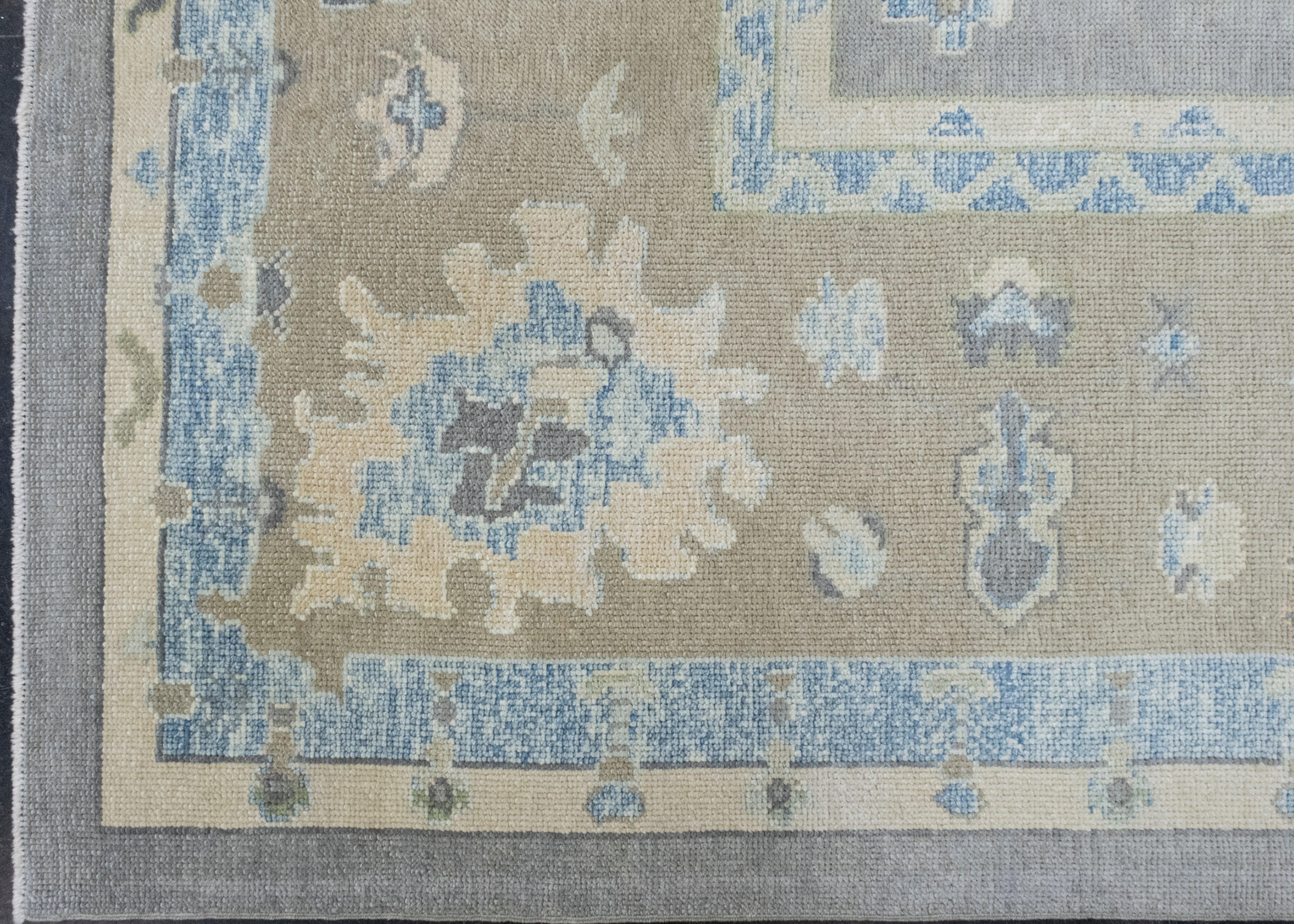 Hand-Knotted Turkish Oushak Rug 12' x 15'4