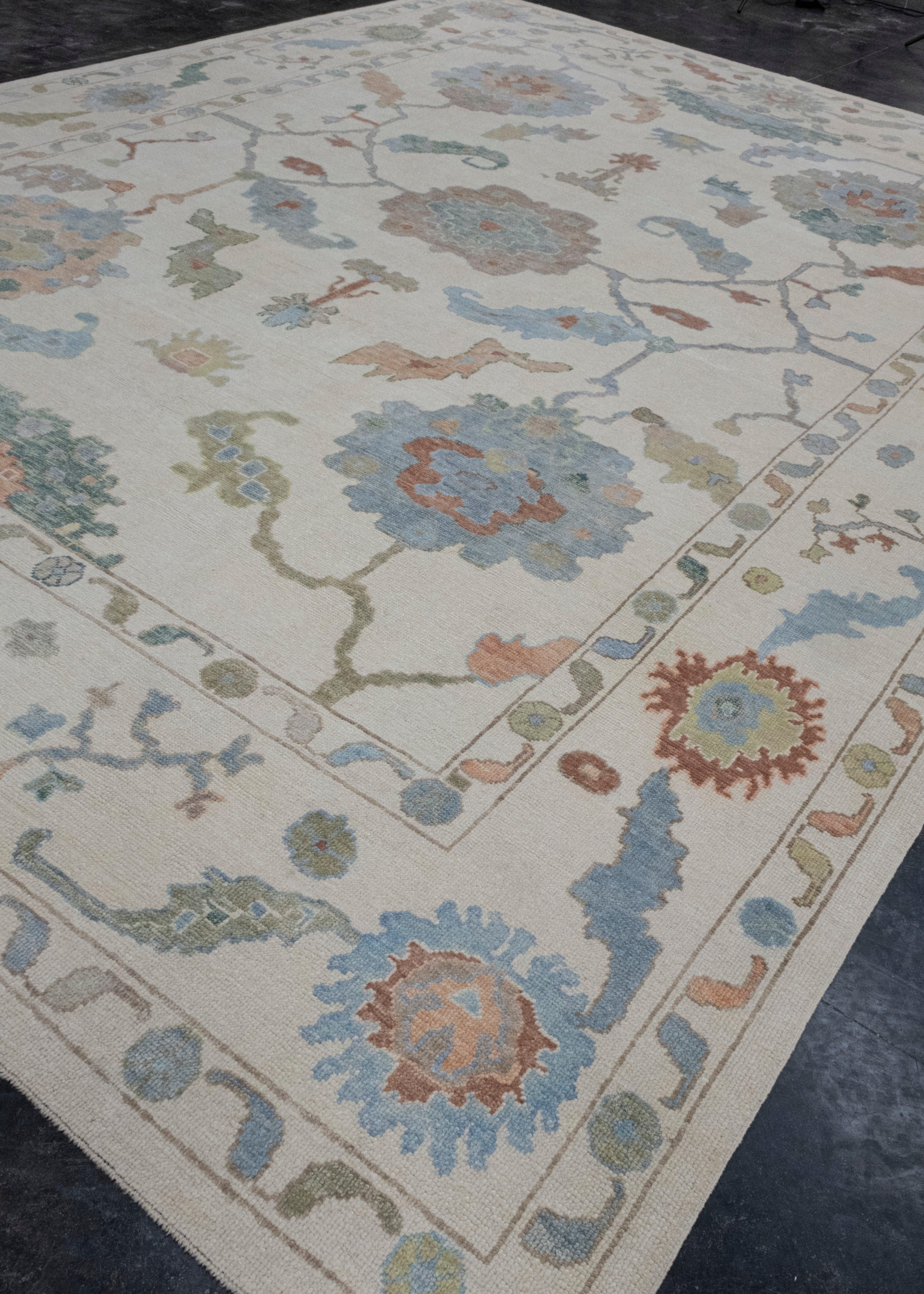 Hand-Knotted Turkish Oushak Rug 12' x 16'1