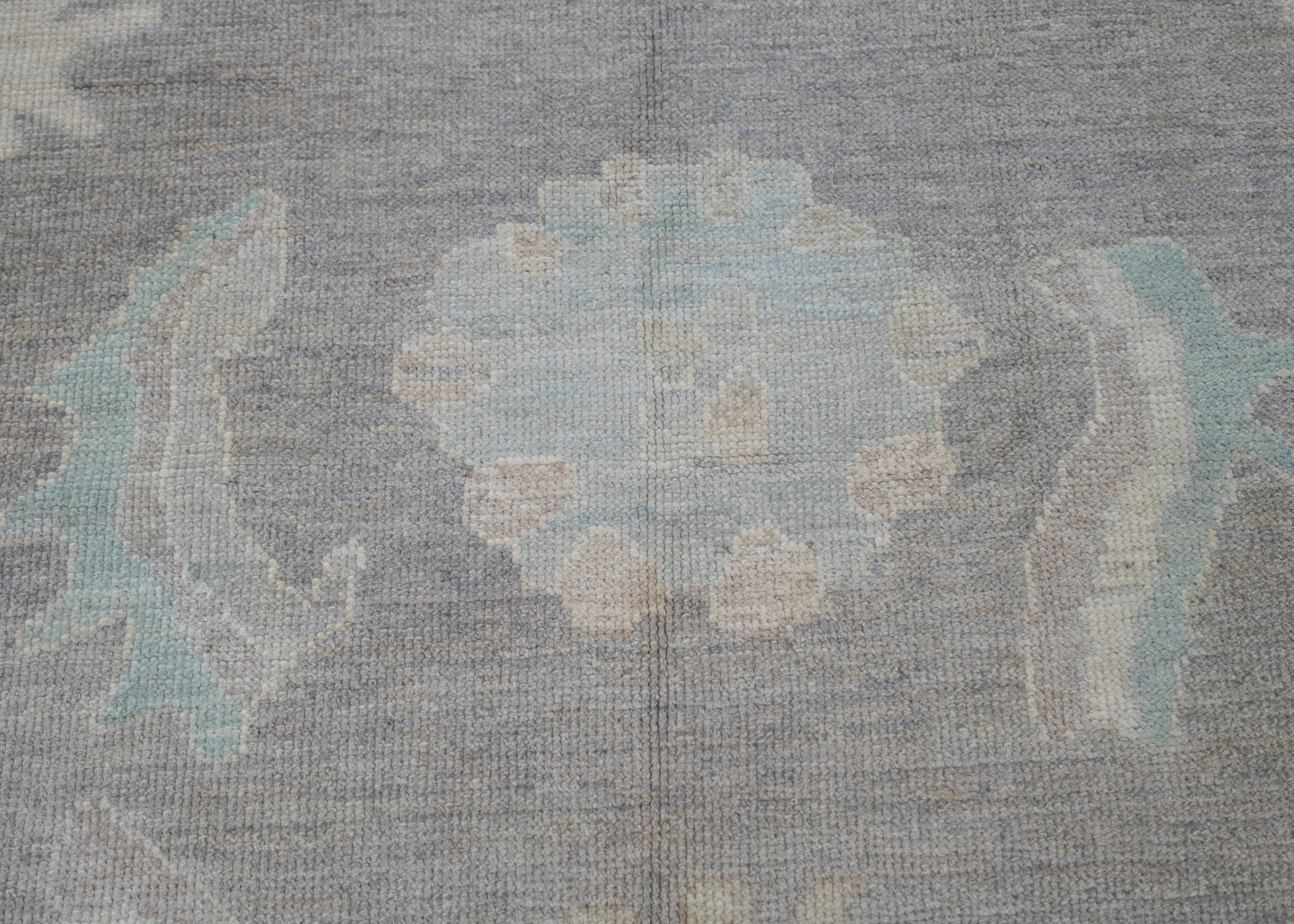 Hand-Knotted Turkish Oushak Rug 12'1