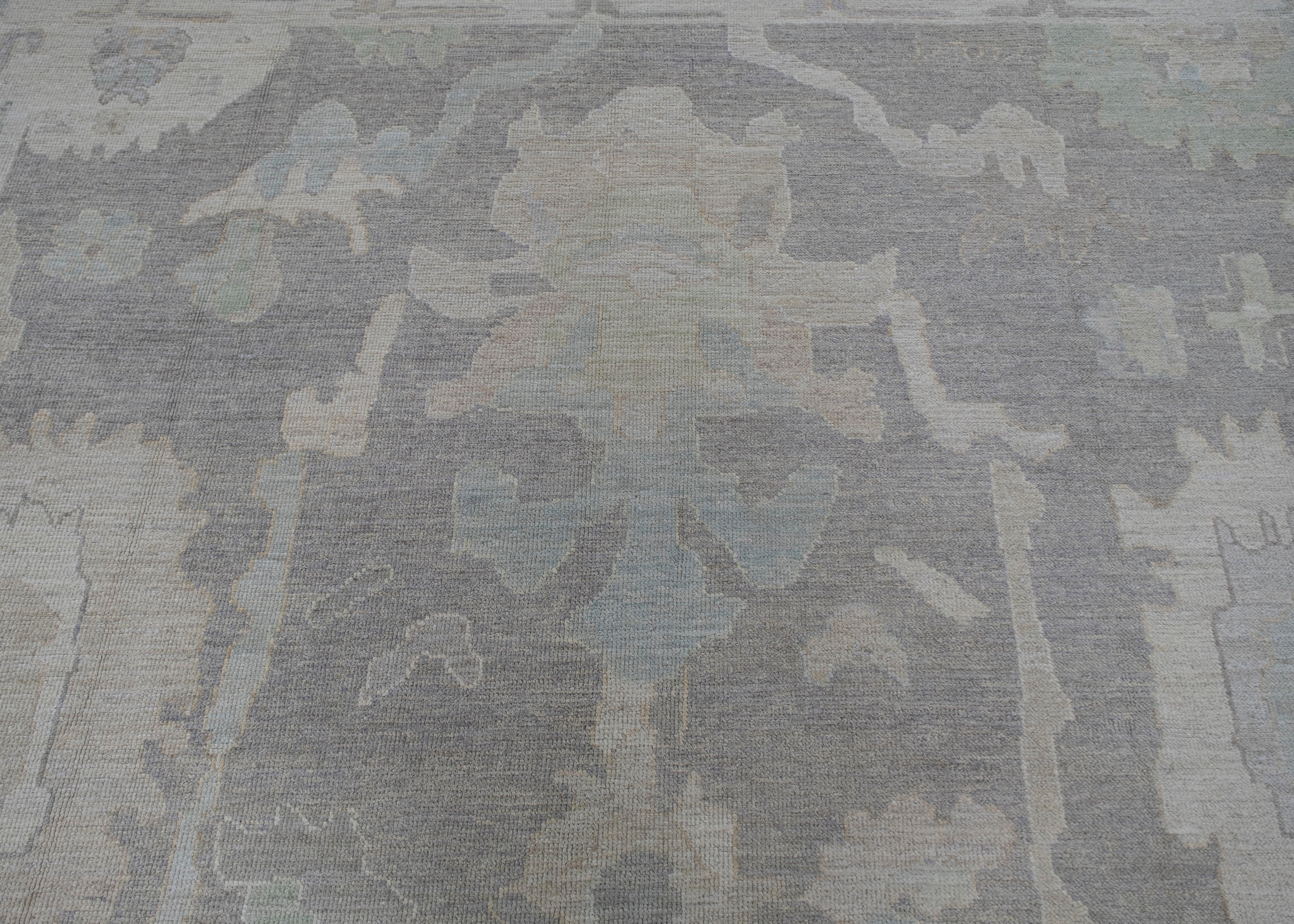 Oushak Rug Oriental Hand Knotted Turkish Antique Look Oushak 9' x 12'4