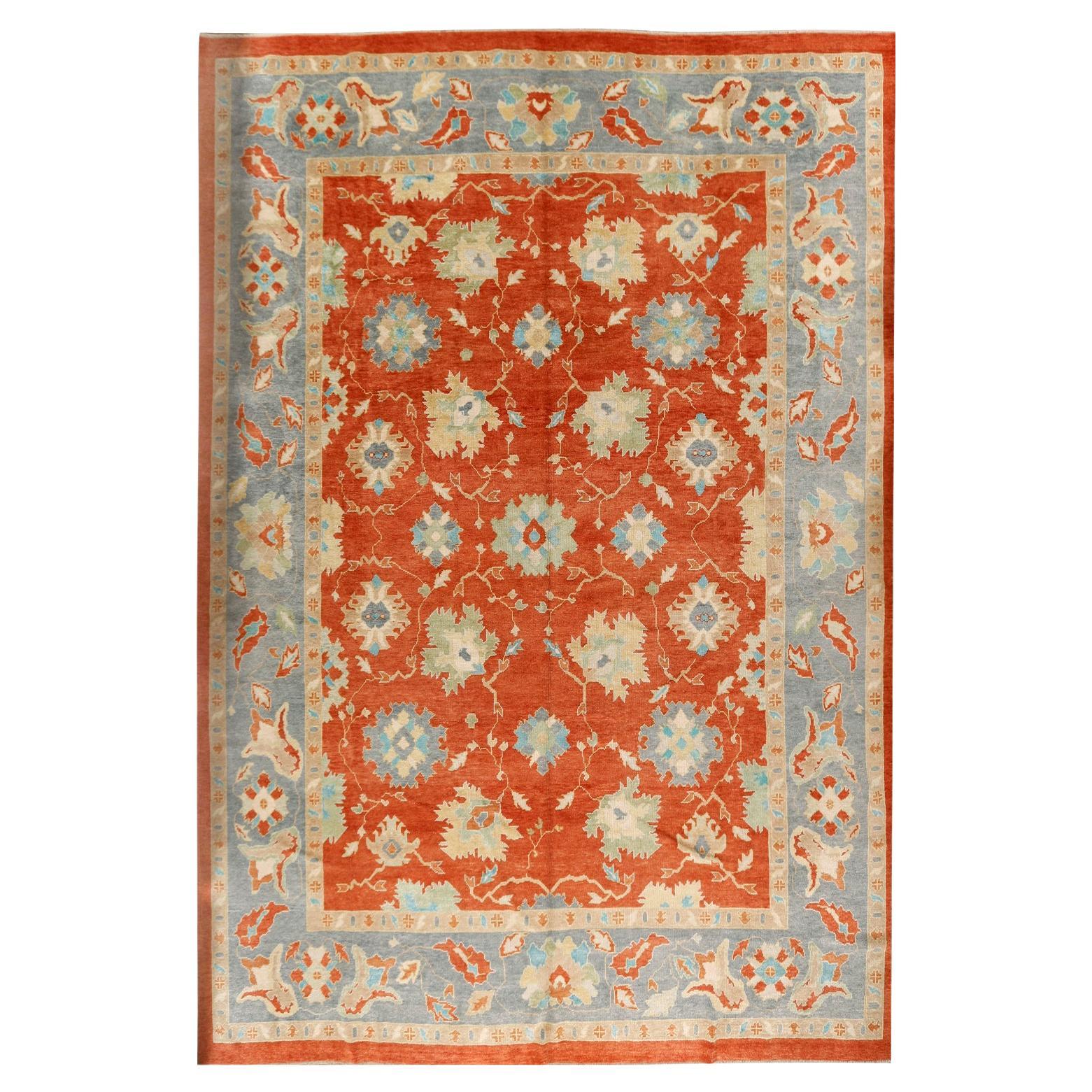 Turkish Oushak Rug, 12'10 x 16'1 For Sale