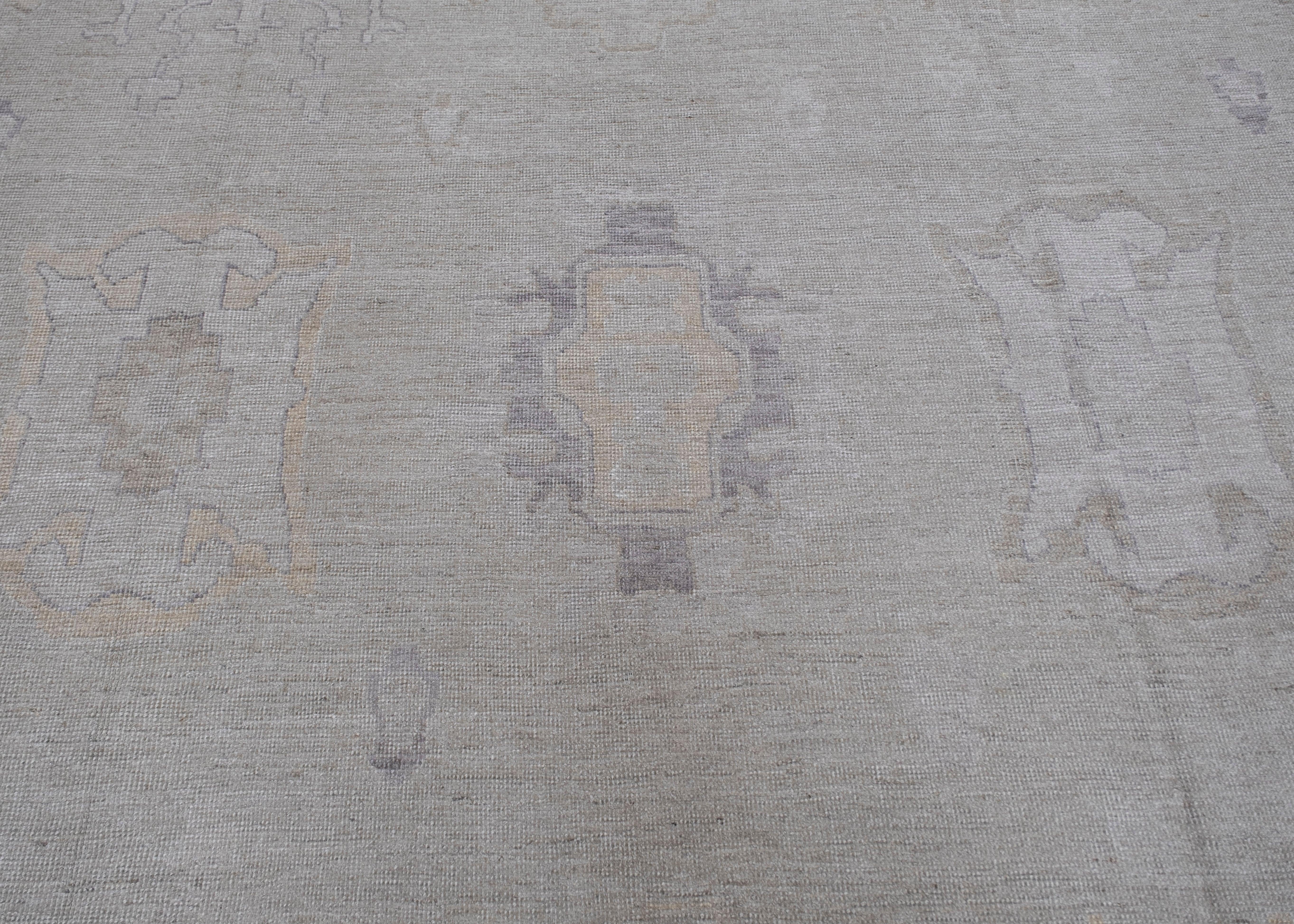 Oushak Rug Oriental Hand Knotted Turkish Oushak 3'10