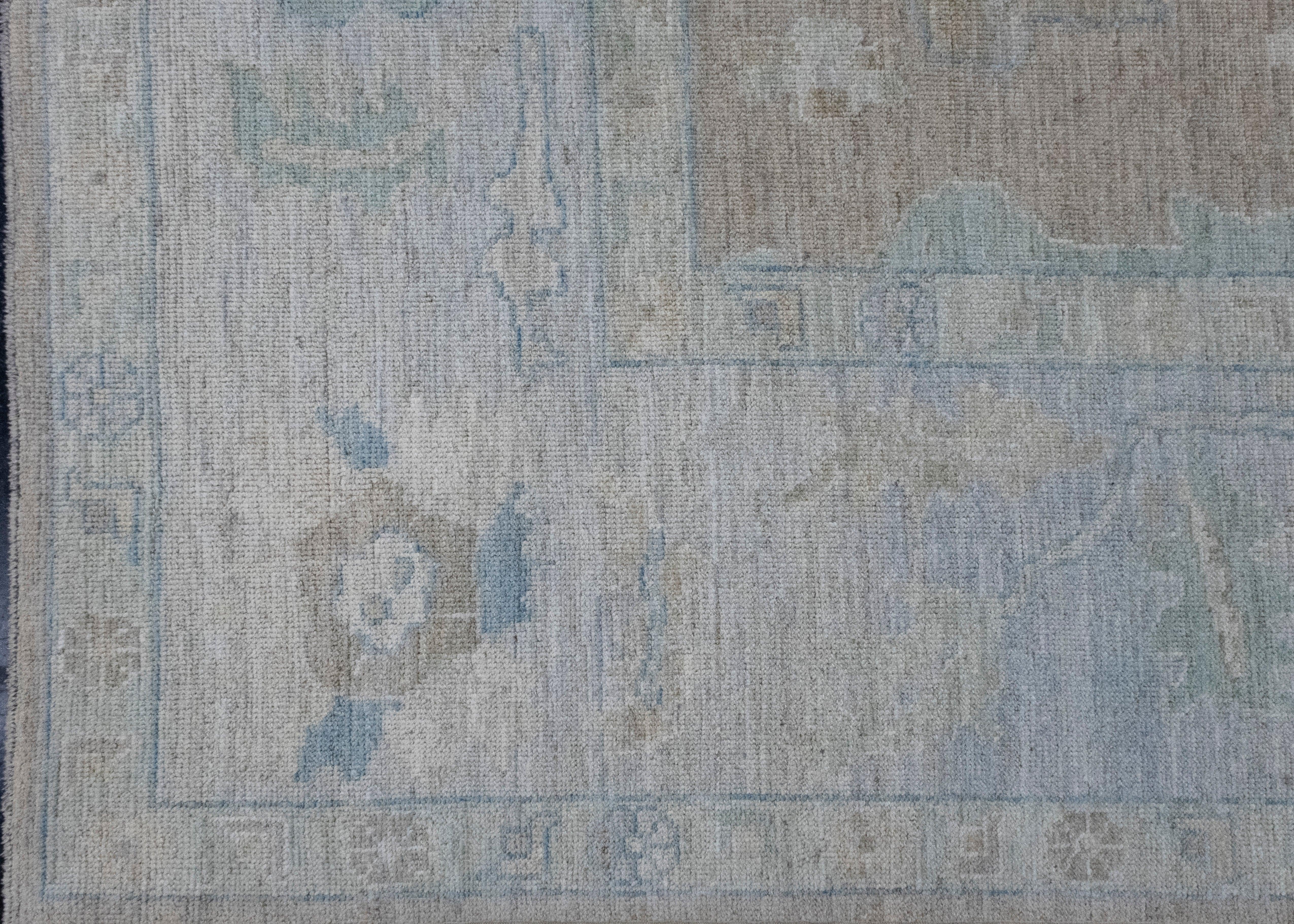 Noué à la main Tapis turc Oushak 12'4