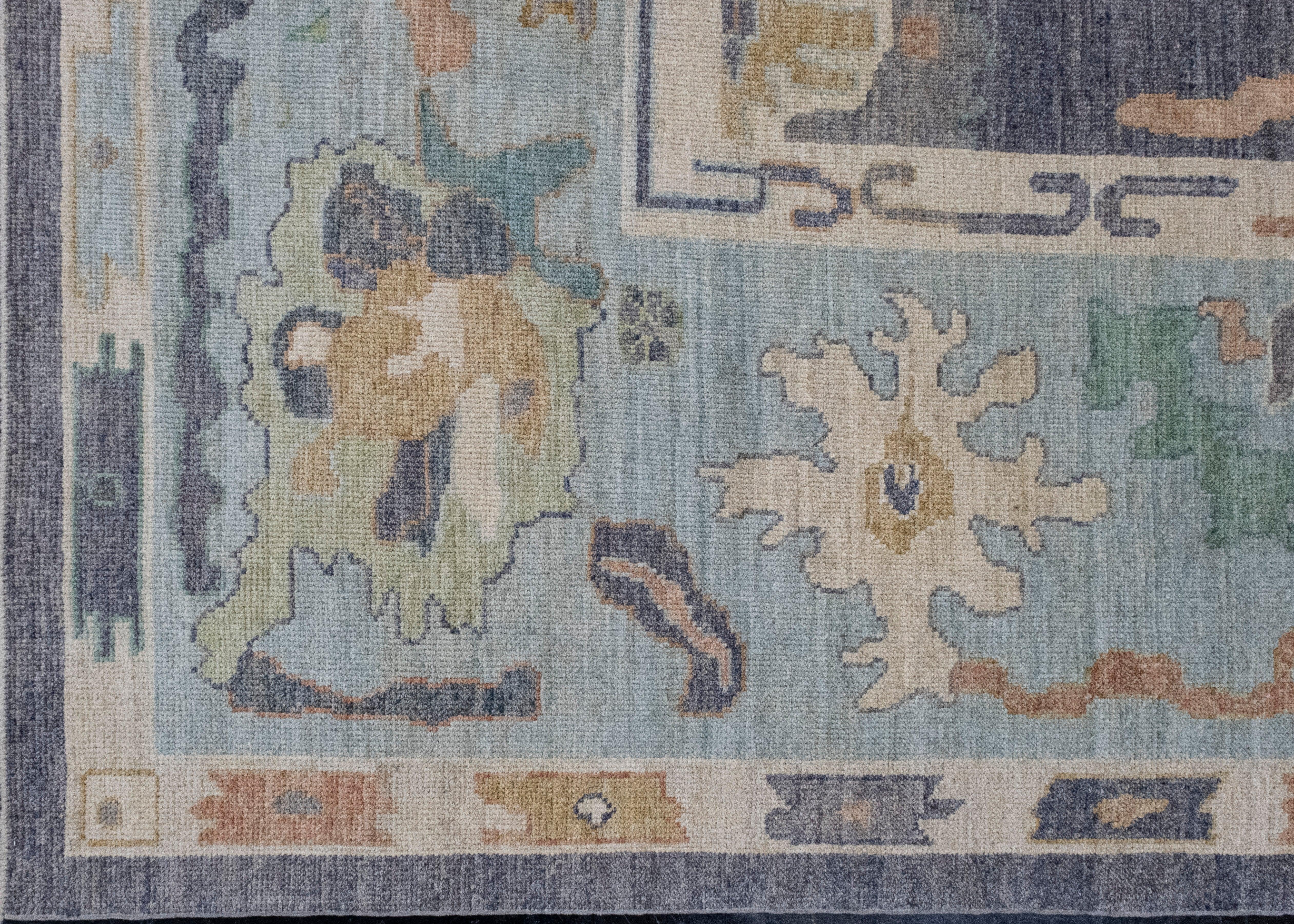 Noué à la main Tapis turc Oushak 12'6