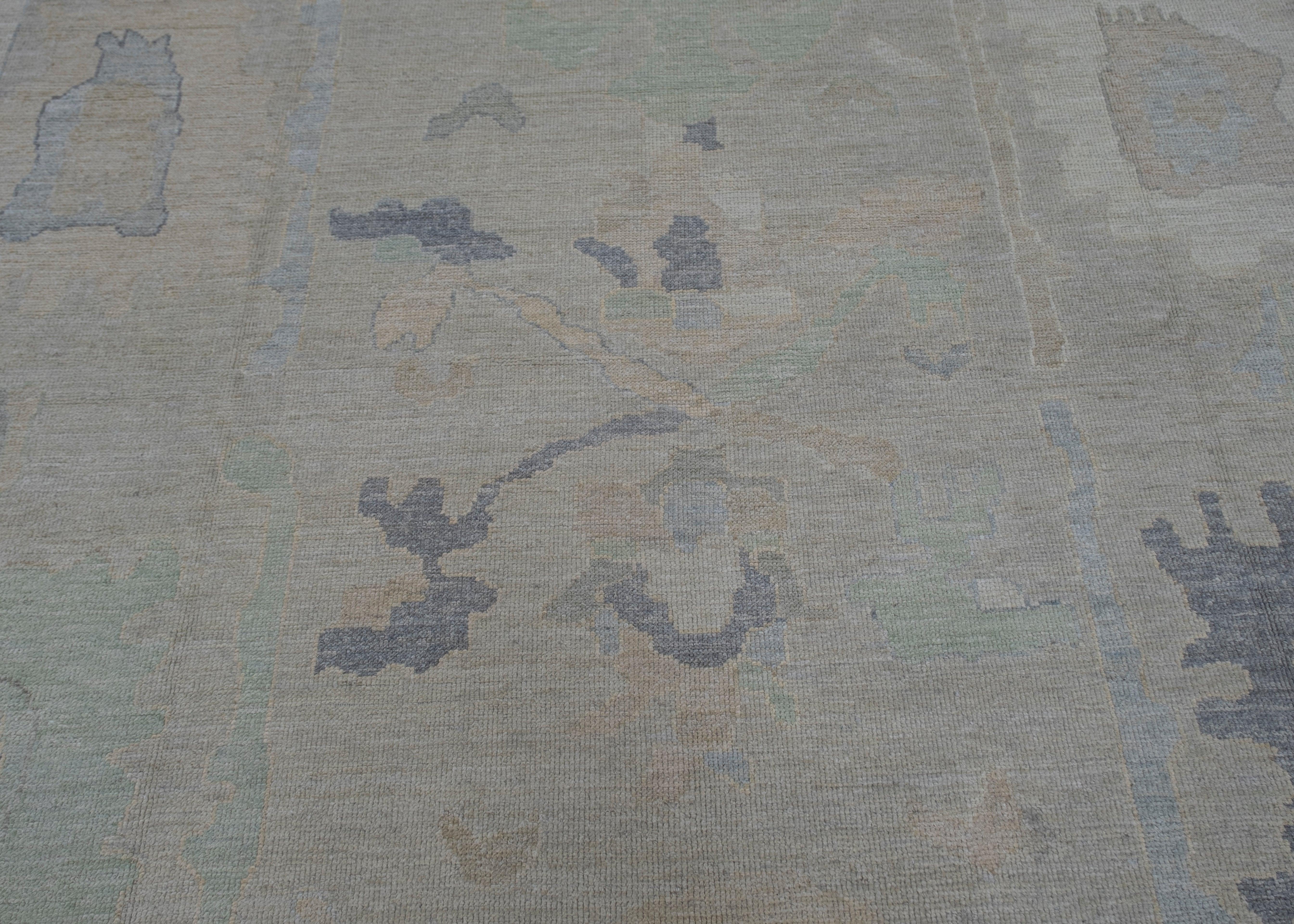 Oushak Rug Oriental Hand Knotted Turkish Old Wool Oushak 9'4