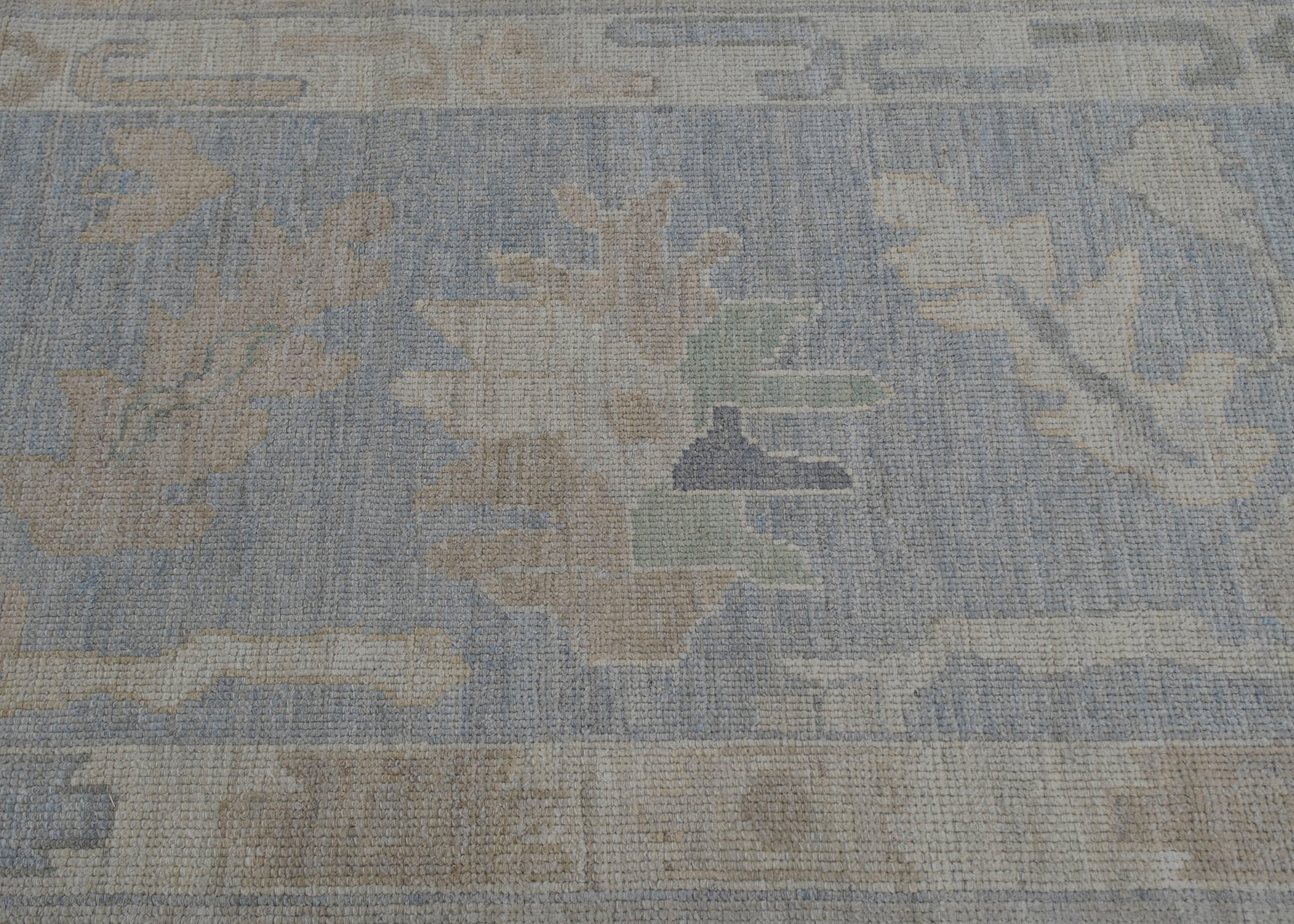 Hand-Knotted Turkish Oushak Rug 12'7