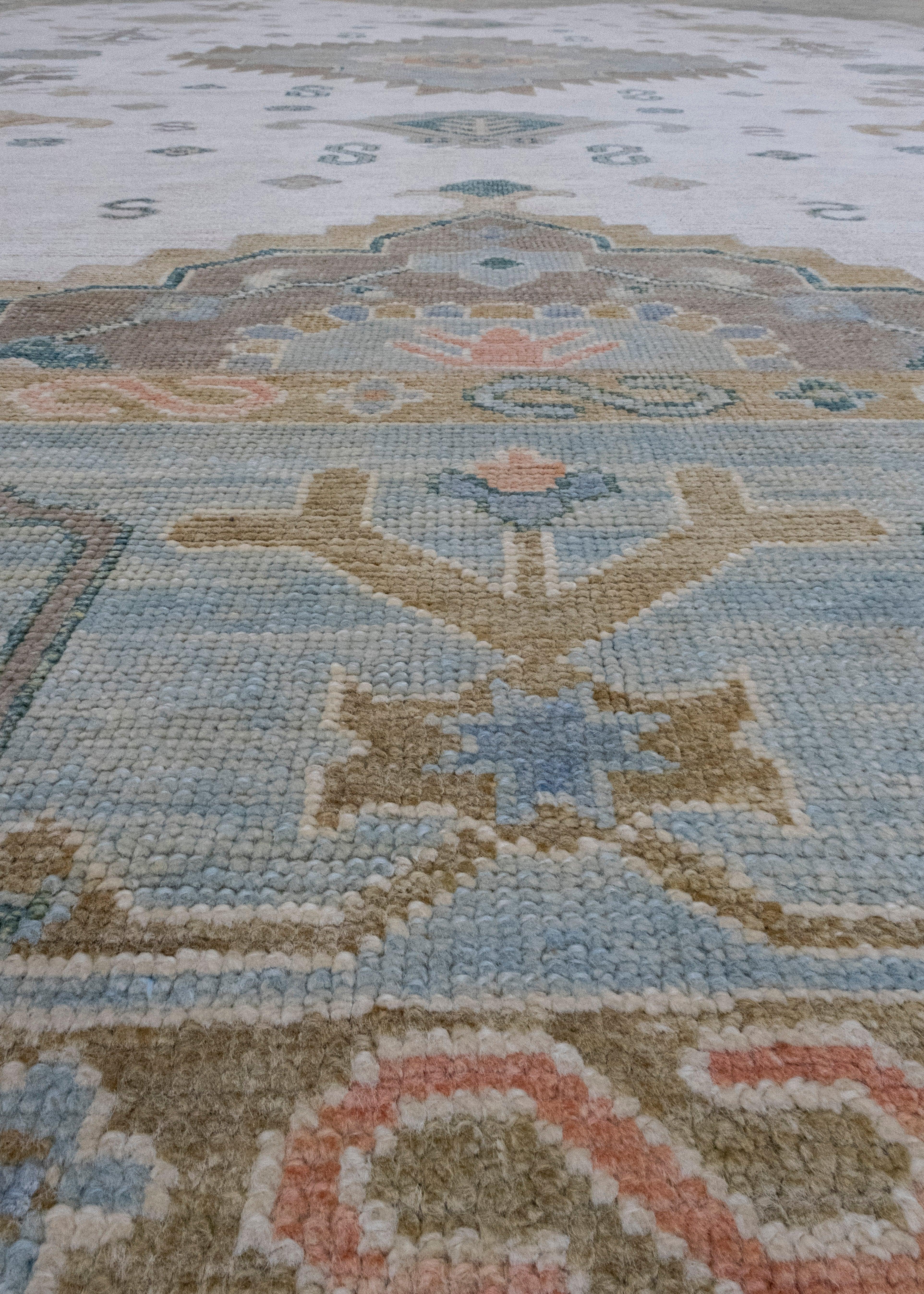 Contemporary Turkish Oushak Rug 12'7